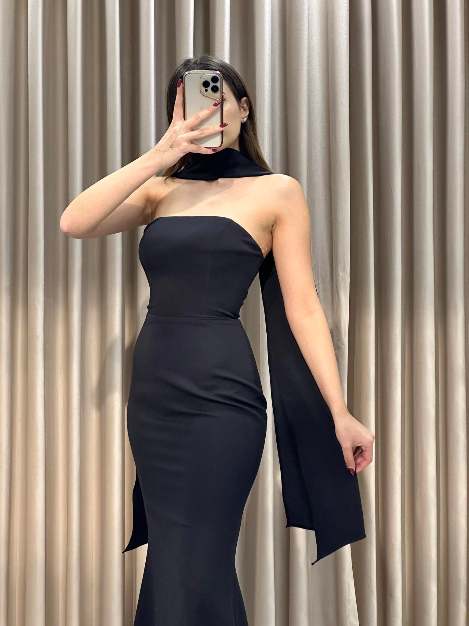 Siyah Straplez Balık Model Abiye Elbise | Kaleiçi Yıldızlar