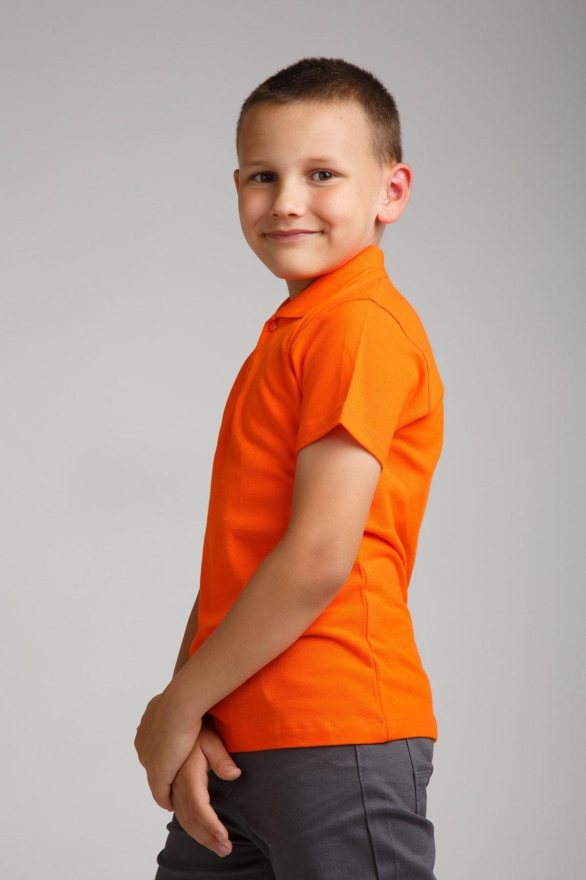 Erkek Çocuk Penye Polo Yaka Beyaz Okul T-shirt