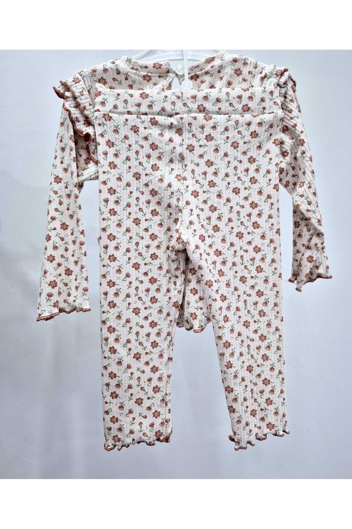 TUDE KİDS ÇİÇEKLİ KIZ BEBEK ALT ÜST TAKIM
