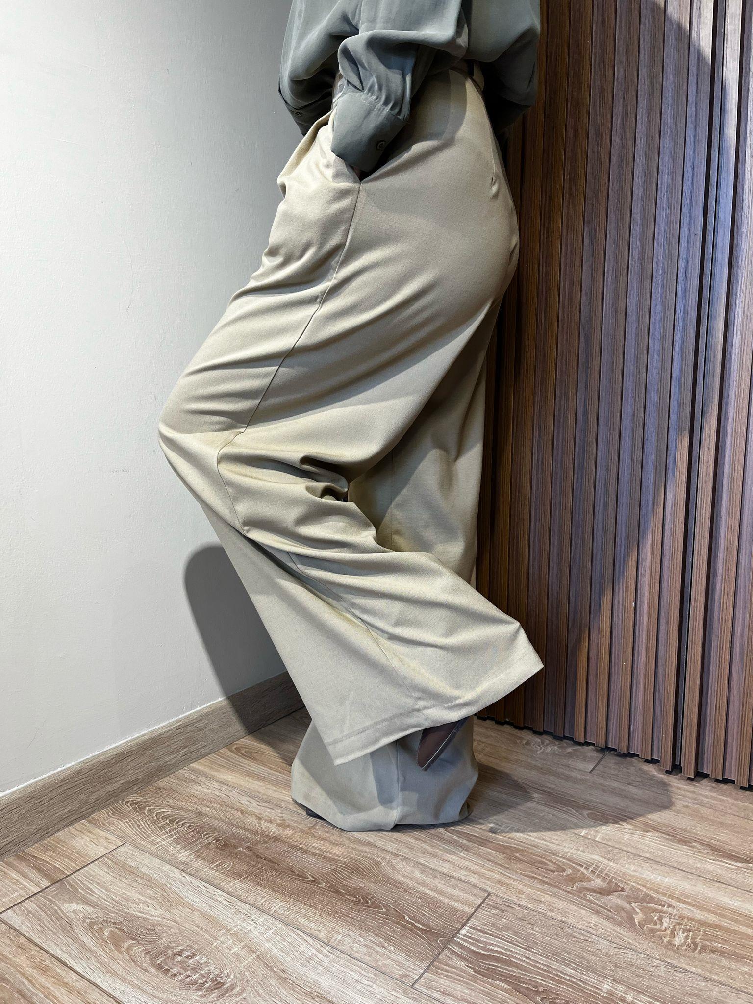 Bej Bukle Palazzo Pantolon