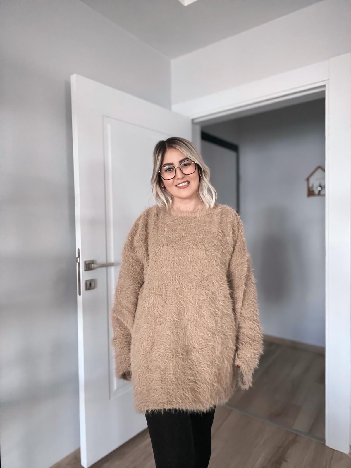 Camel Peluş Kazak