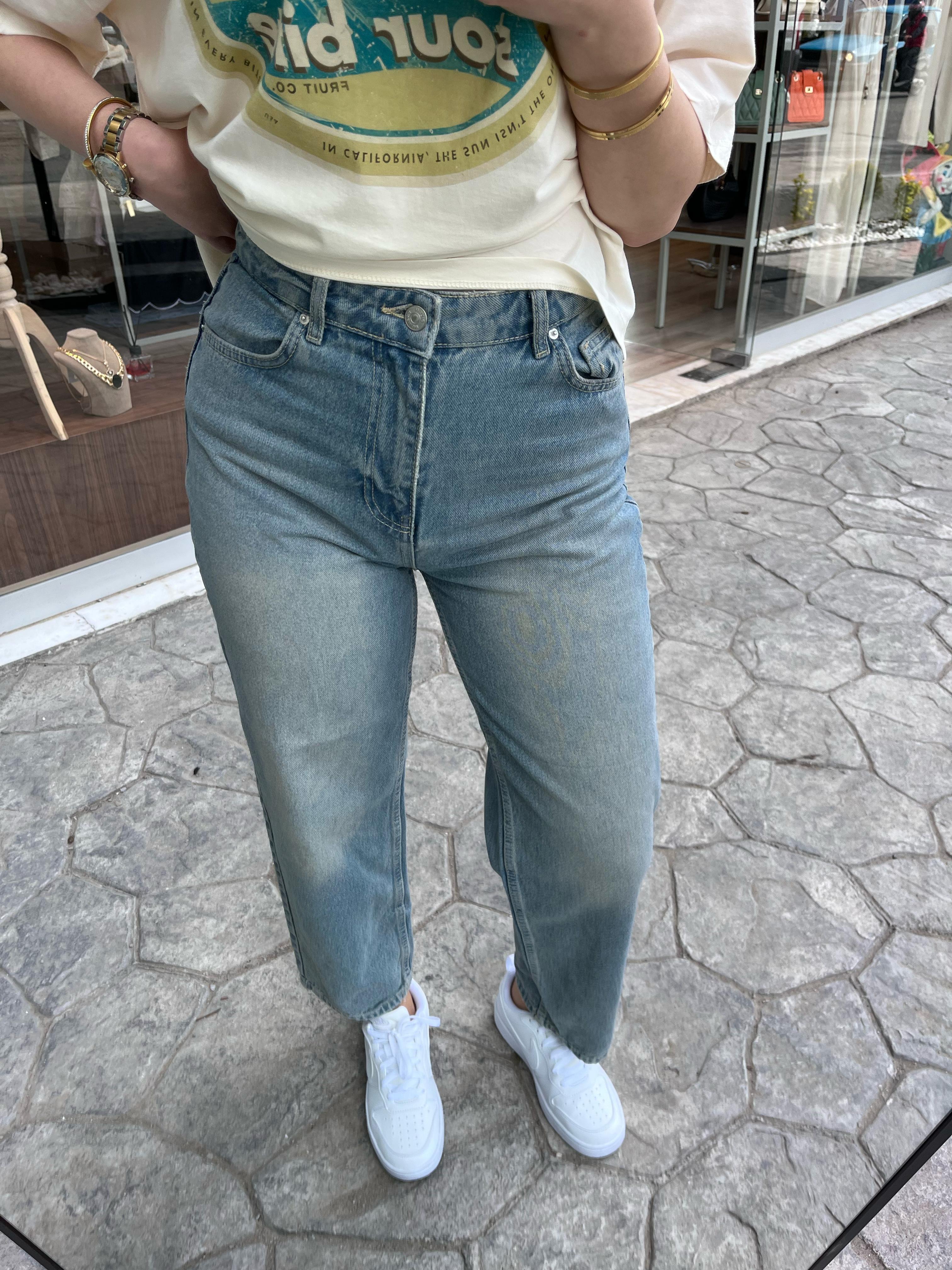 Kar Yıkama Straight Denim Pantolon