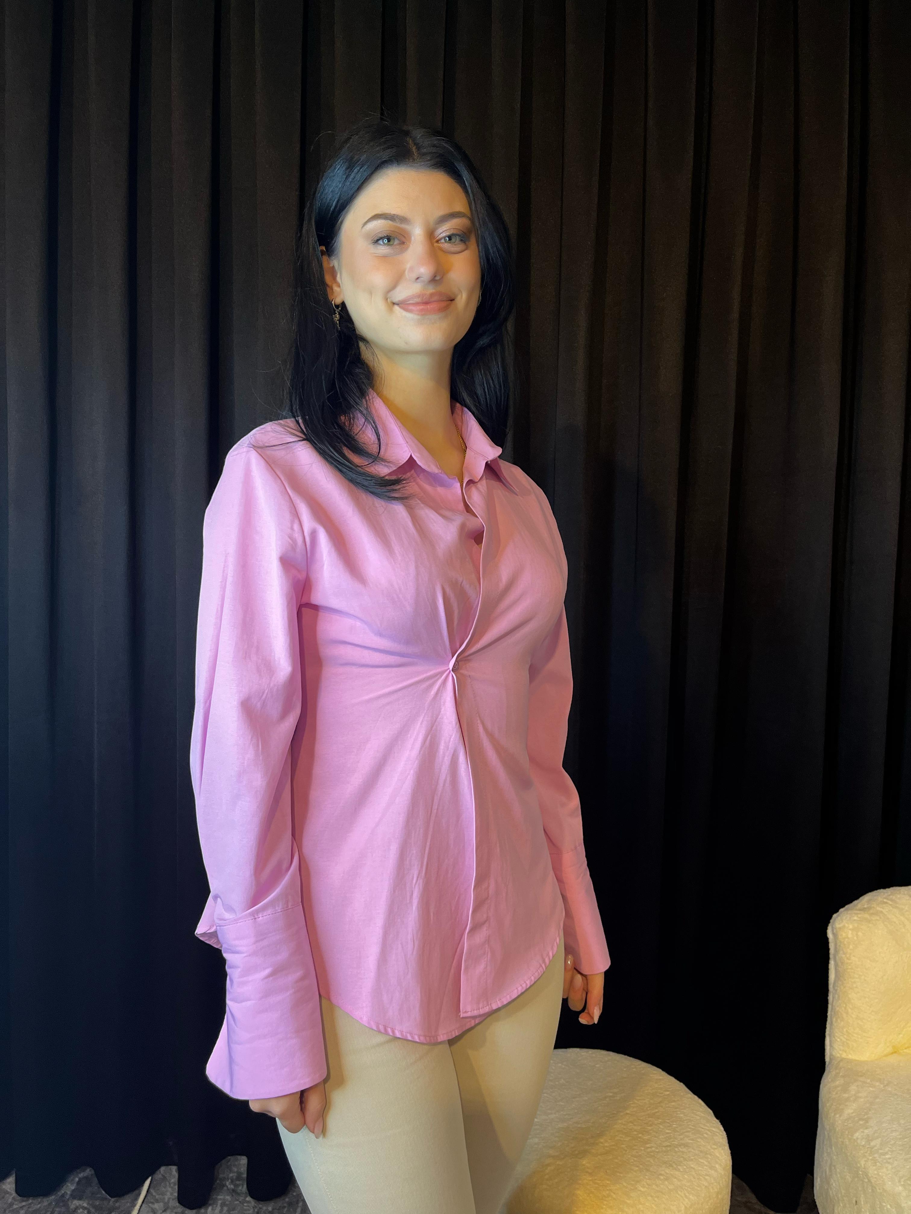 Pembe Asimetrik Gömlek