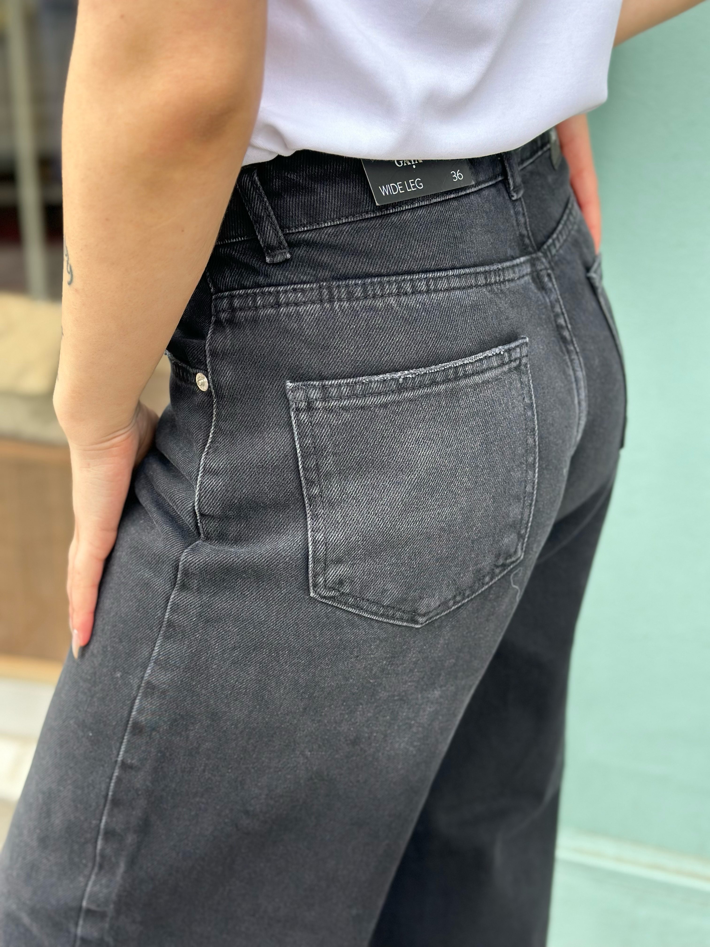 Siyah wide leg jean