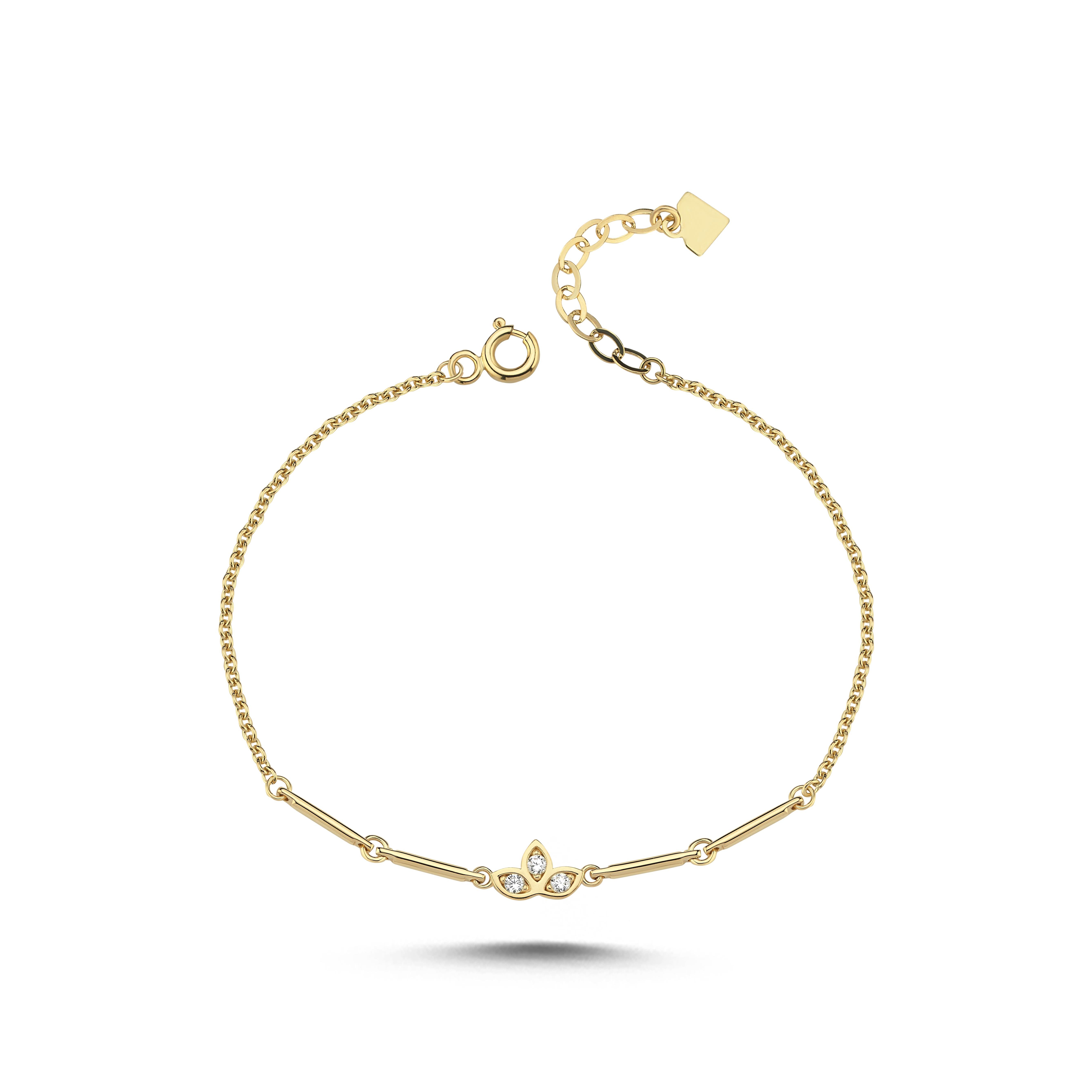 Simple Taşlı Cubuk Lotus Bileklik
