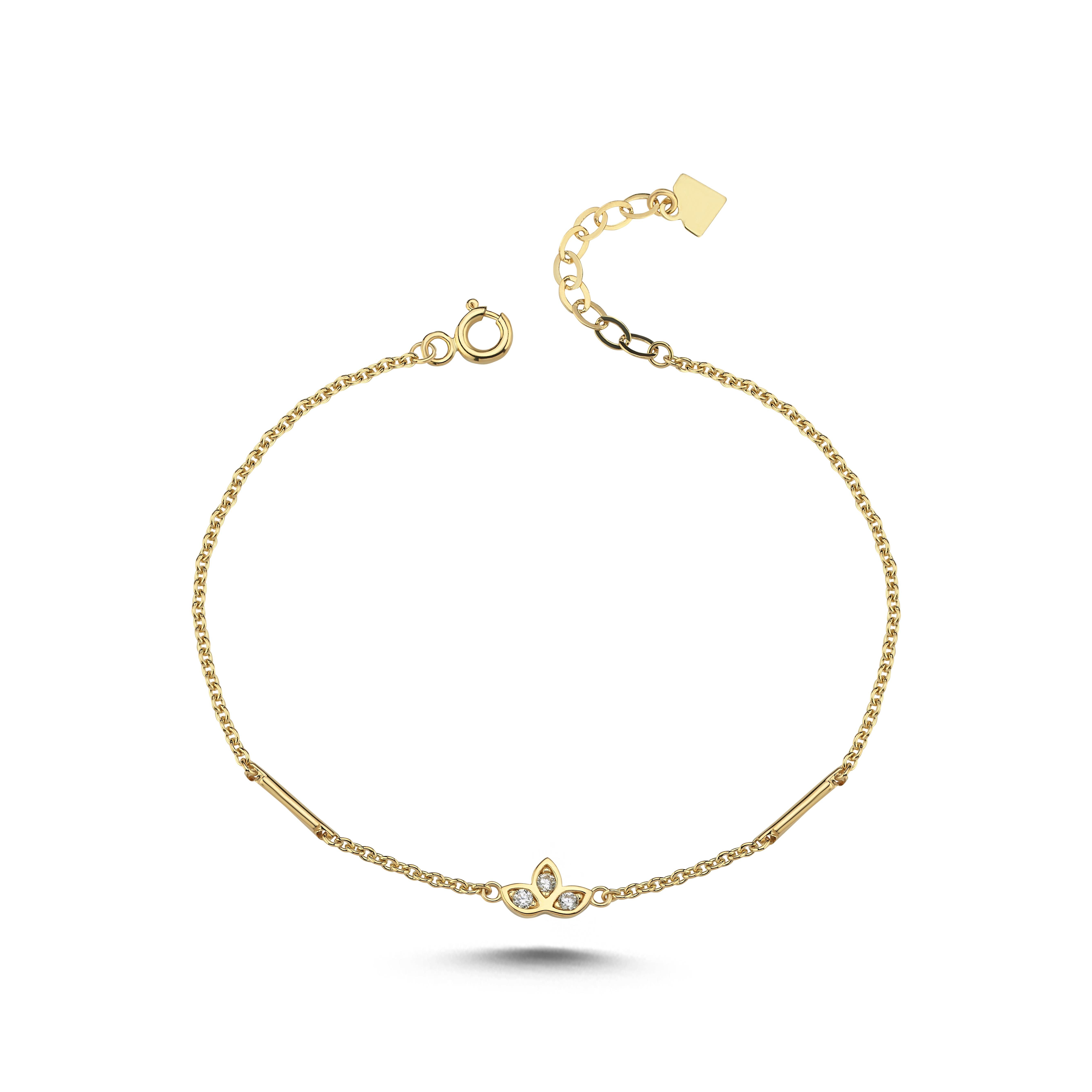 Simple Taşlı Cubuklu Lotus Bileklik