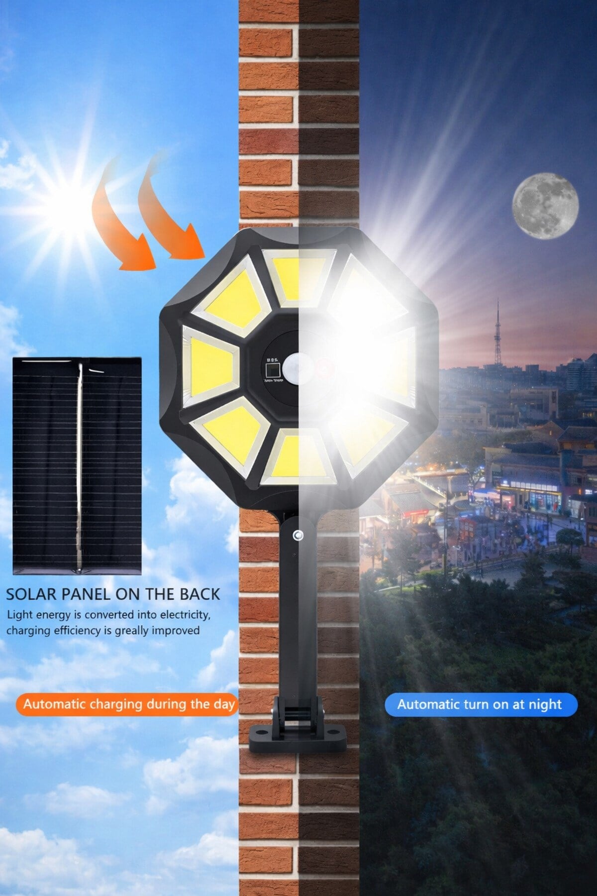 168 SMD Led Solar Lamba Kumandalı Hareket Sensörlü 3 Modlu Bahçe Duvar Aydınlatma Beyaz Işık