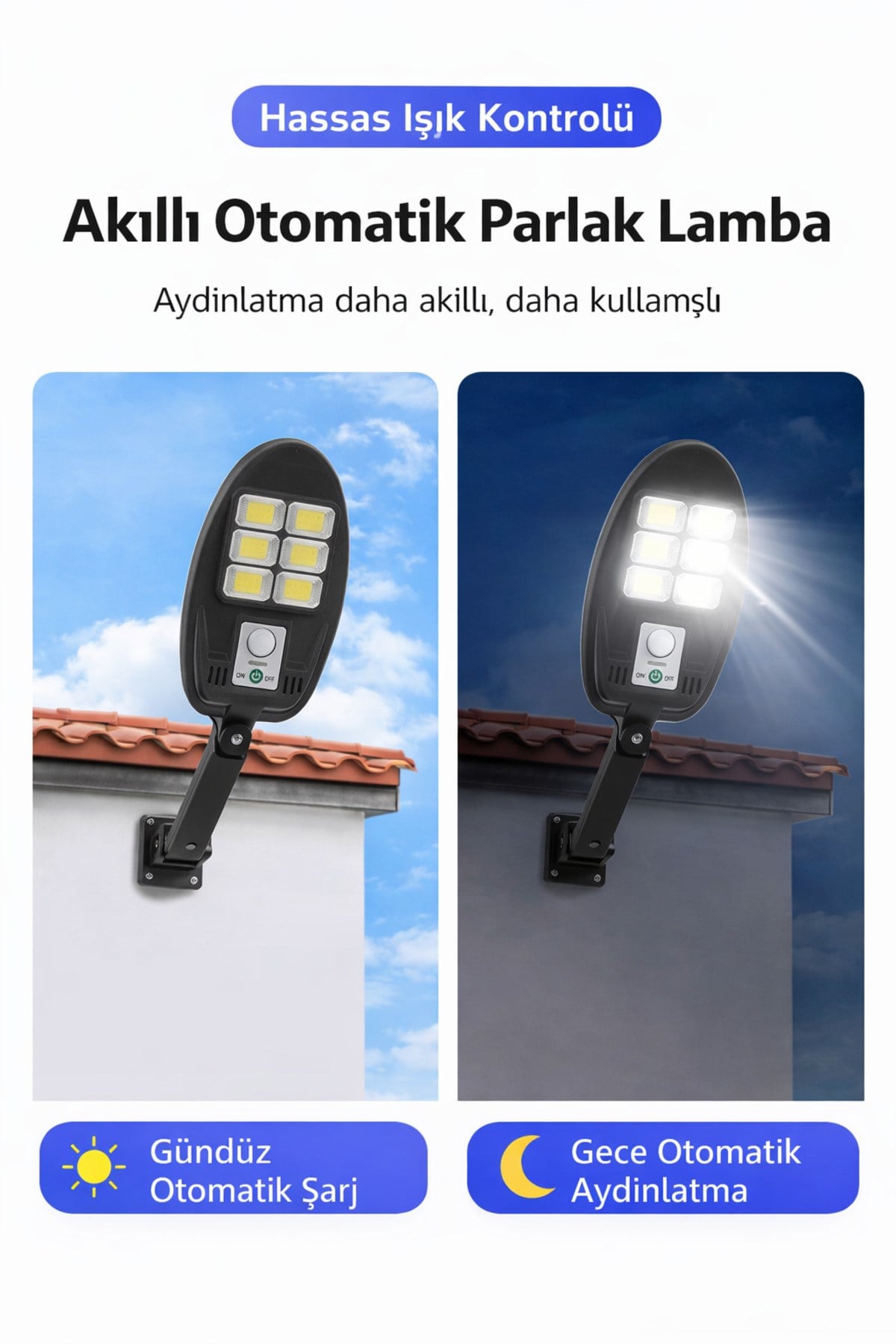48 COB Led Solar Sokak Lambası Hareket Sensörlü 3 Modlu Bahçe Duvar Aydınlatma Lambası