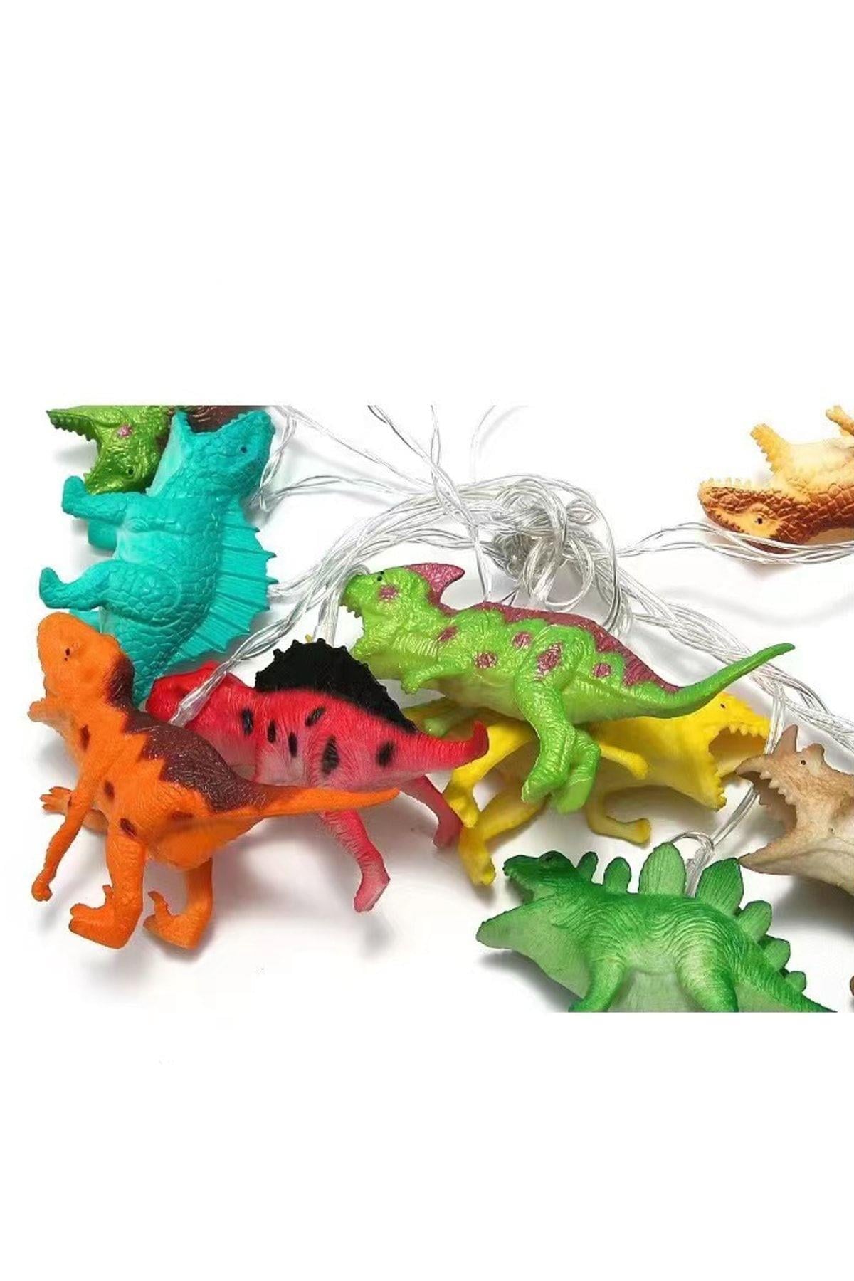 Dinozor String Light Çocuk Bebek Odası Aydınlatma 10 Adet Ledli Dinazor Pilli Işıklı 200 cm