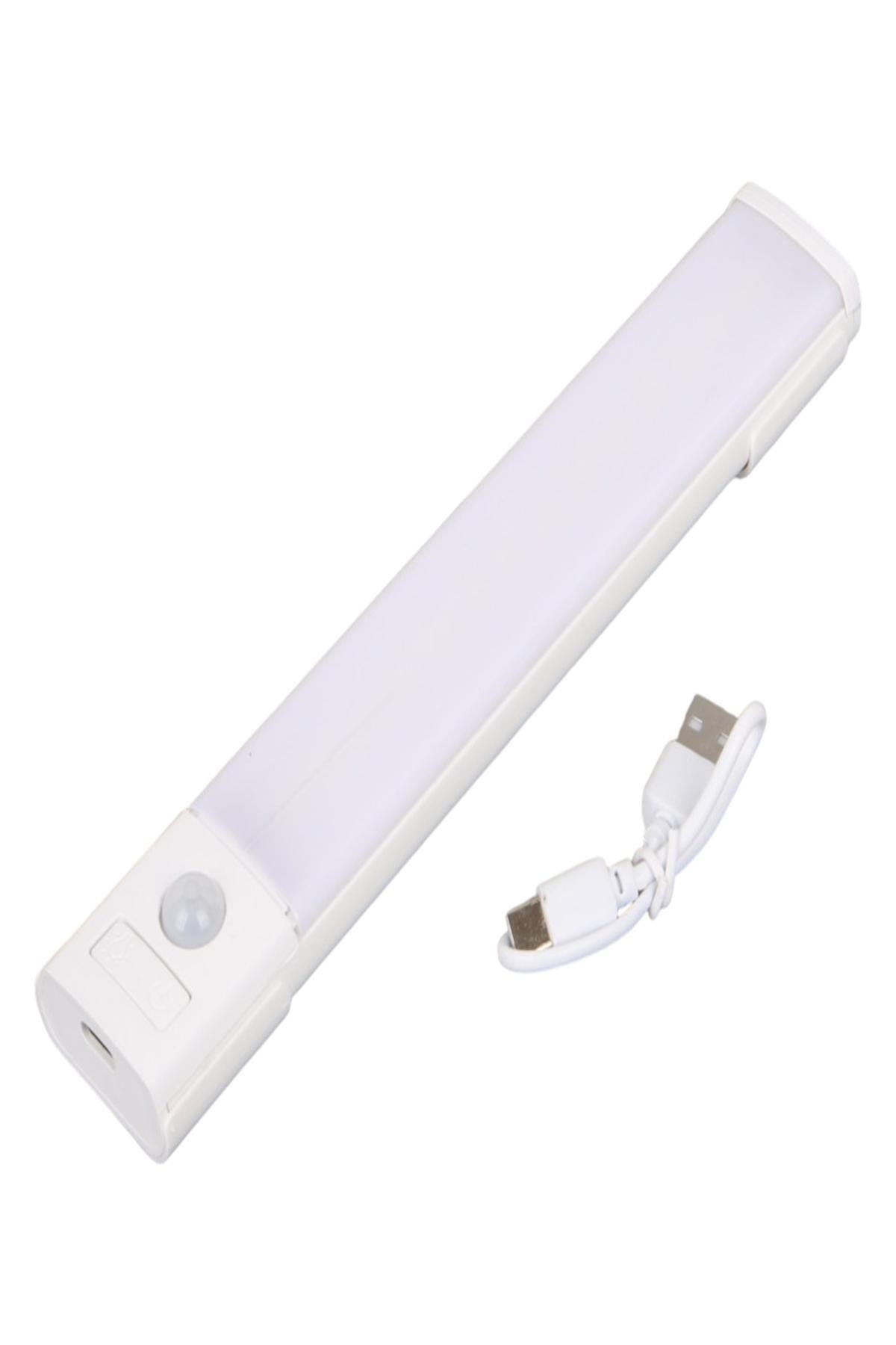 Hareket Sensörlü LED Lamba 20cm USB Şarjlı 3 Renk Işık Dolap Mutfak Tezgah Altı Aydınlatma 1ADET