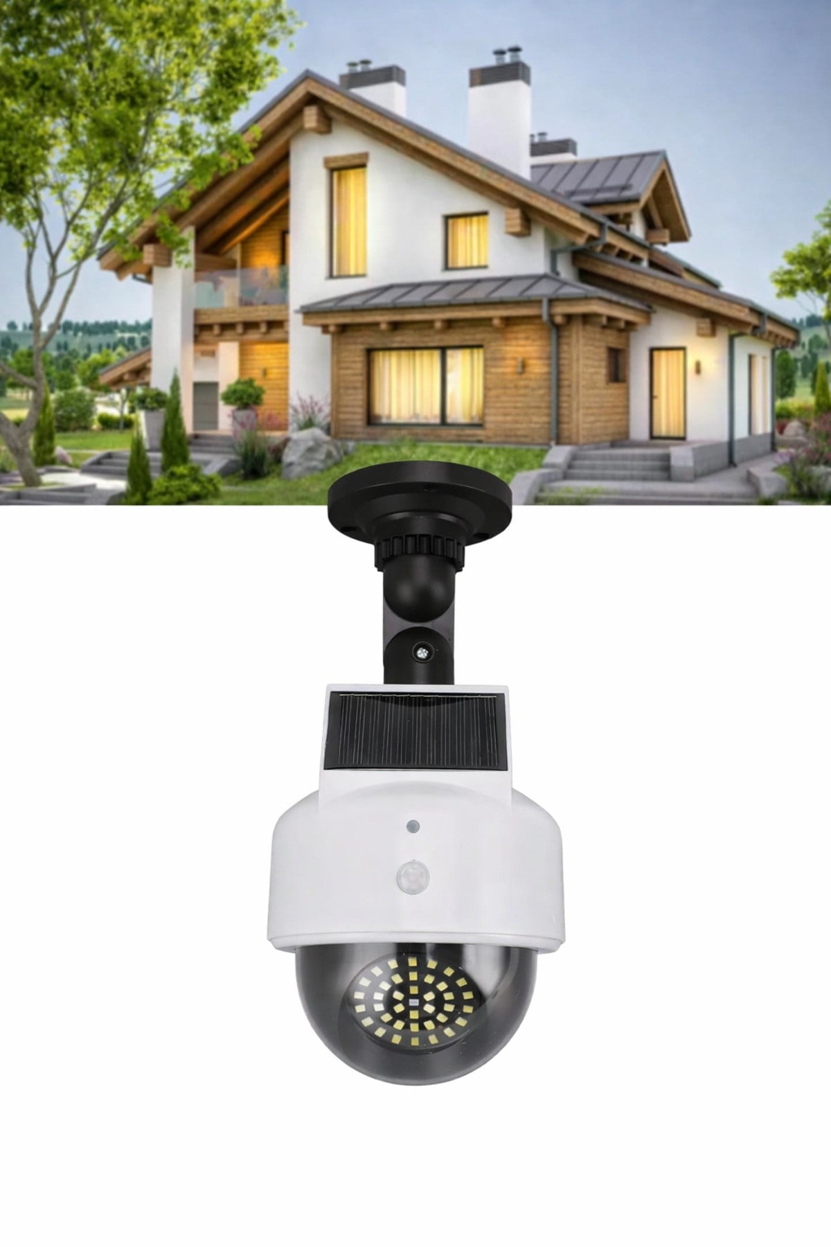 Kamera Görünümlü Hareket Sensörlü Solar Lamba Kumandalı LED Bahçe Aydınlatma Duvar Lambası