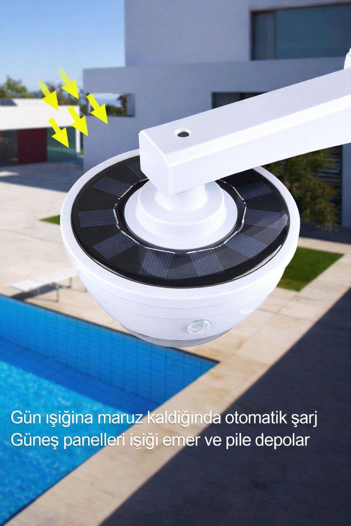 Kamera Görünümlü Solar Lamba Sensörlü LED Bahçe Aydınlatma Kumandalı Su Geçirmez Duvar Lambası