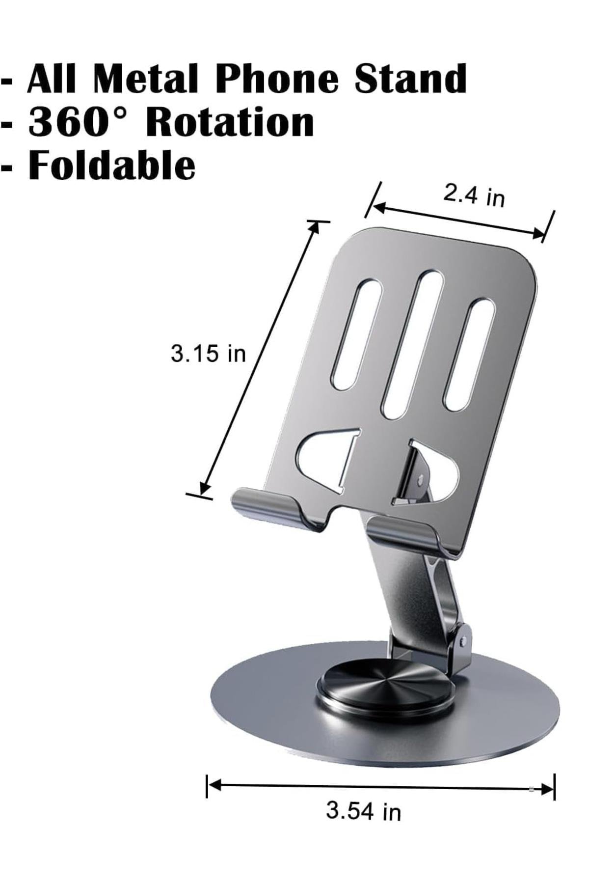 Masaüstü Katlanabilir Tablet Telefon stand Metal 360° Dönebilen Silikon Tabanlı Metal Stand