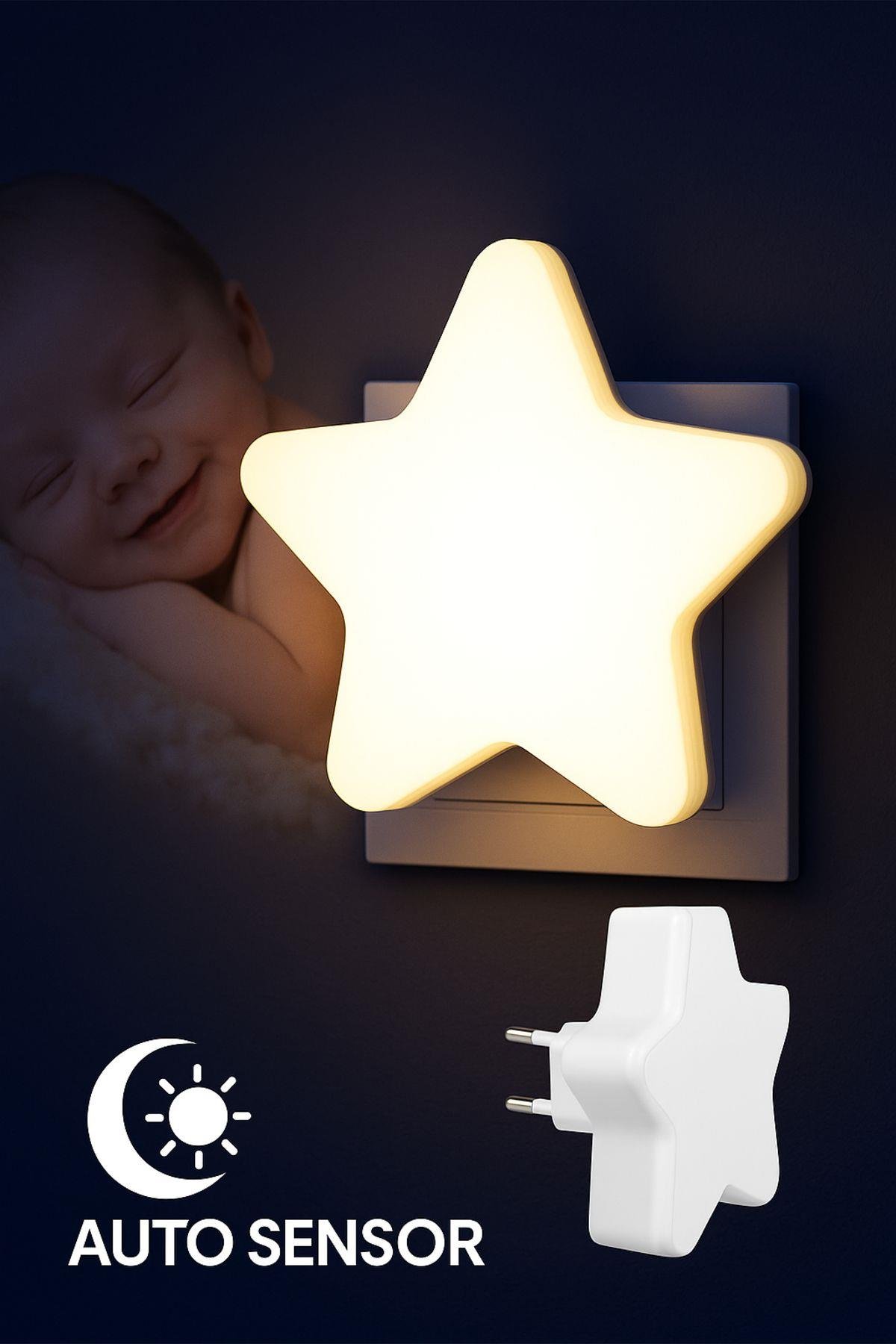 Mini Yıldız Gece Lambası LED Sensörlü Priz Işık Bebek Çocuk Yatak Odası Için Gece Işığı