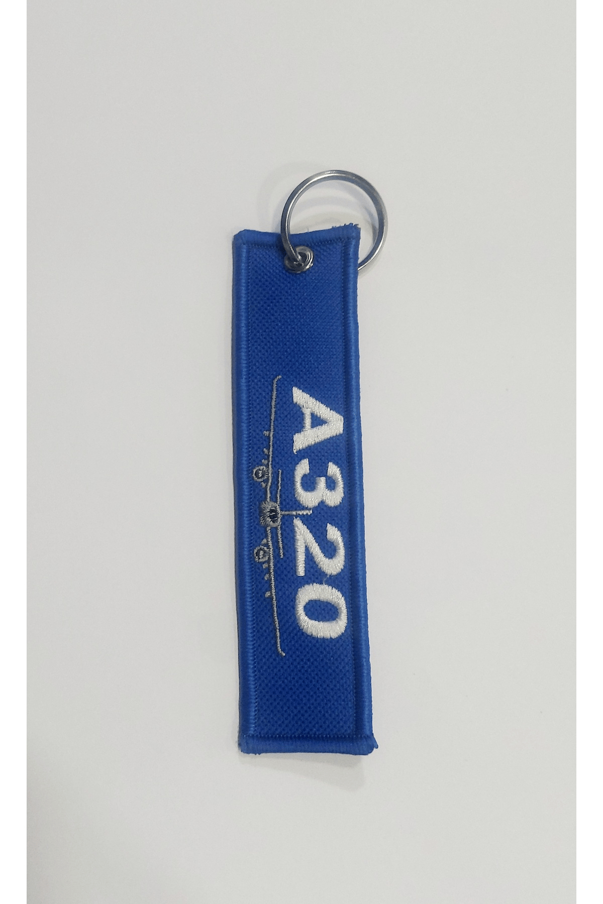 A320 , Uçak, Remove Before Flight Mavi Beyaz Nakışlı Bez Anahtarlık