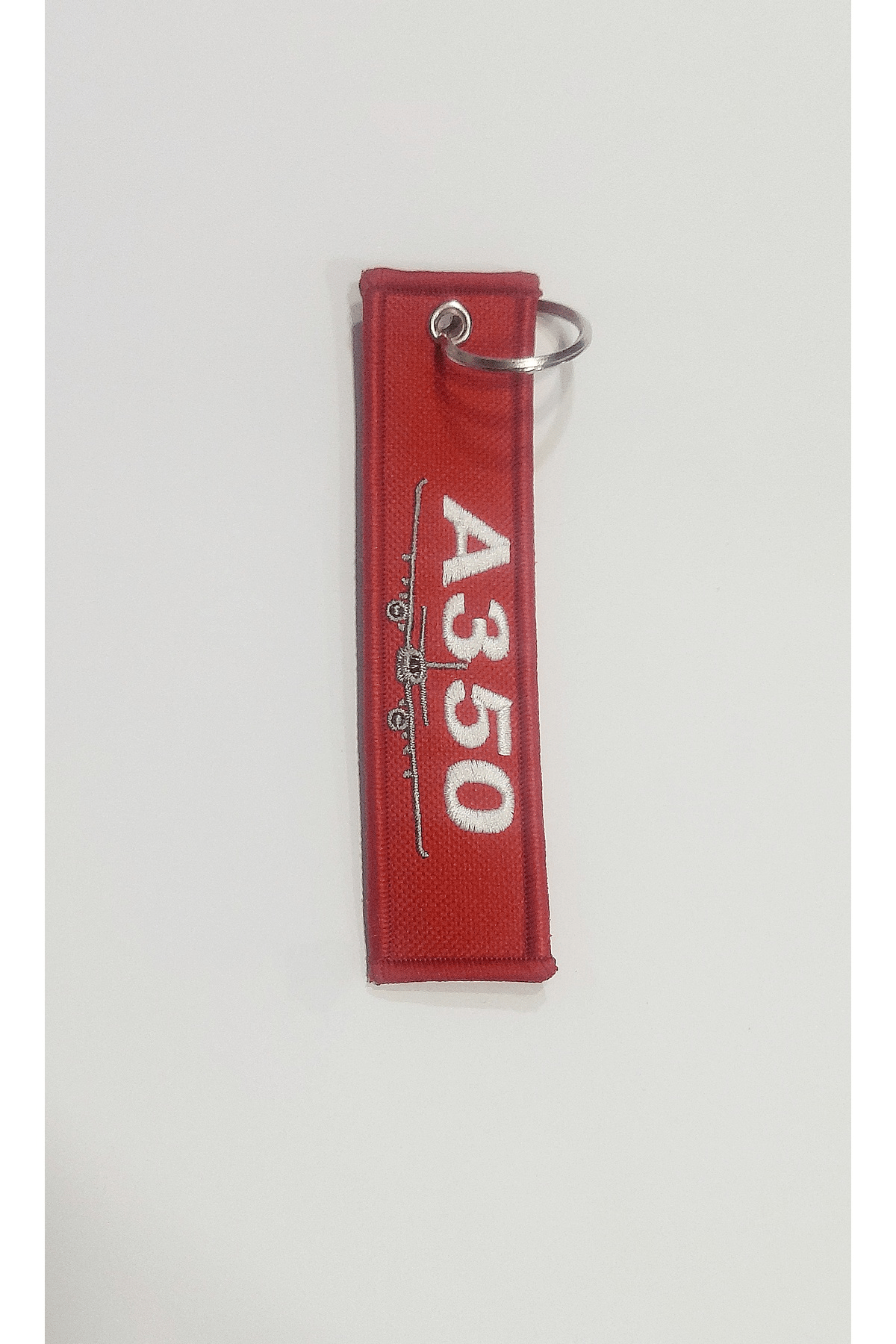 A350 , Uçak , Remove Before Flight Kırmızı Beyaz Nakışlı Bez Anahtarlık