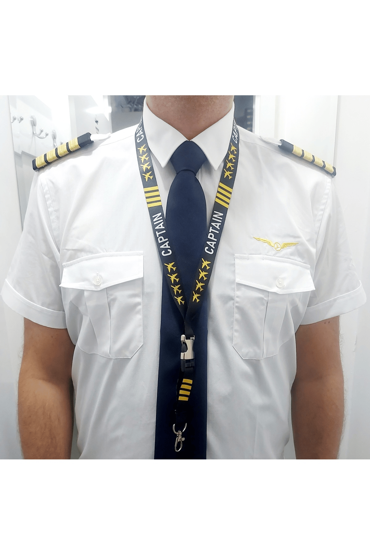 Kaptan 4 Sırma Uçak Baskılı Boyun İpi Lanyard