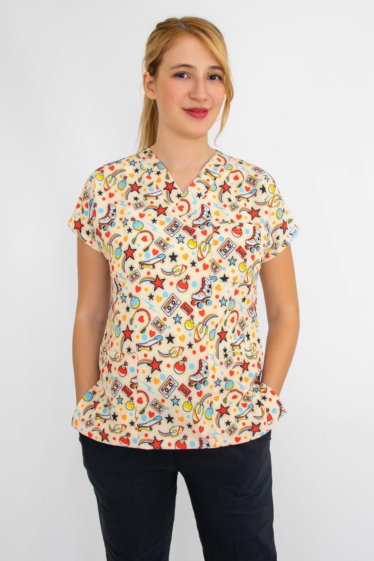 90'lar Temalı Doktor Hemşire Hastane Medikal Cerrahi Tek Üst Forma-Nur Medikal Giyim