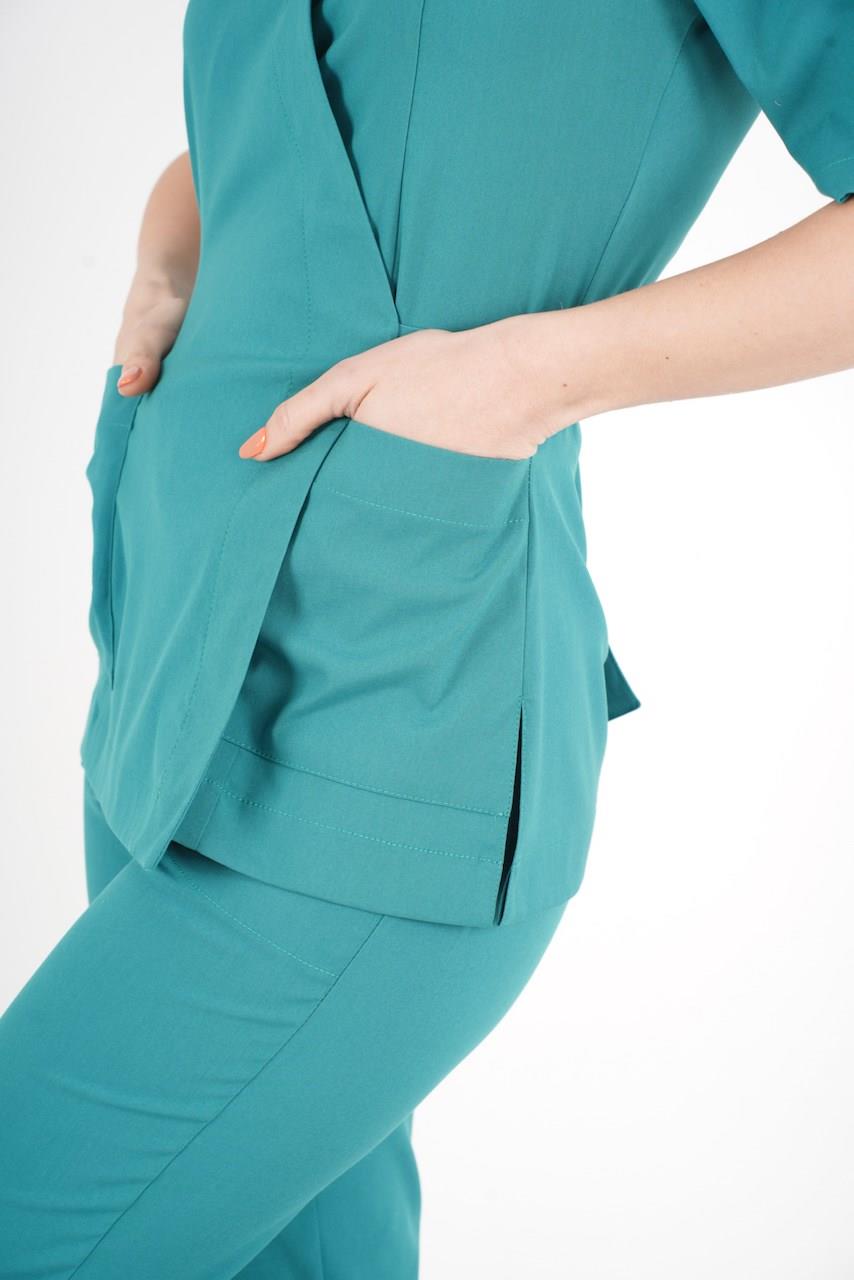 Ameliyat Yeşili Elegant Model Cerrahi Üniforma Belden Bağlamalı Scrubs Takım-Nur Medikal Giyim
