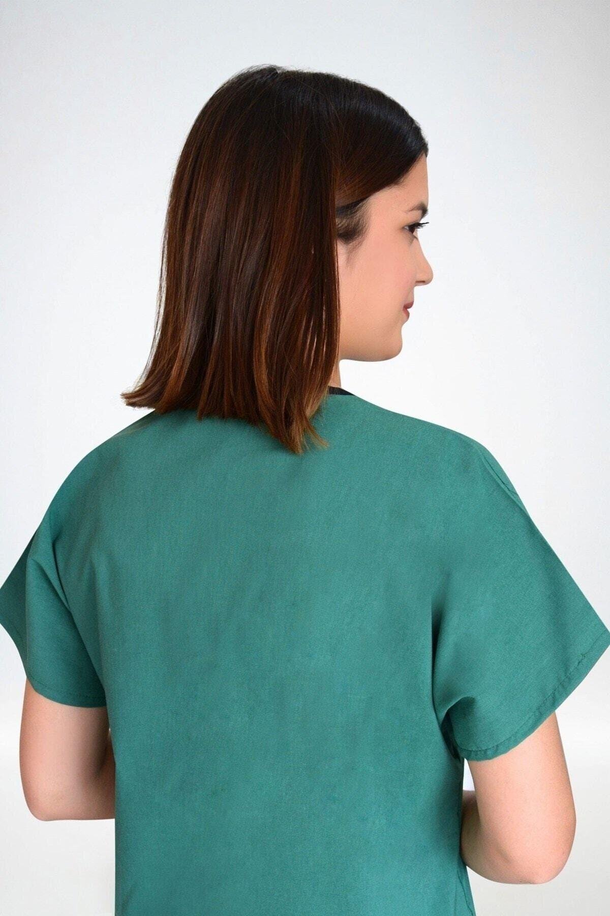 Ameliyat Yeşili Likralı Üst Forma-Nur Medikal Giyim