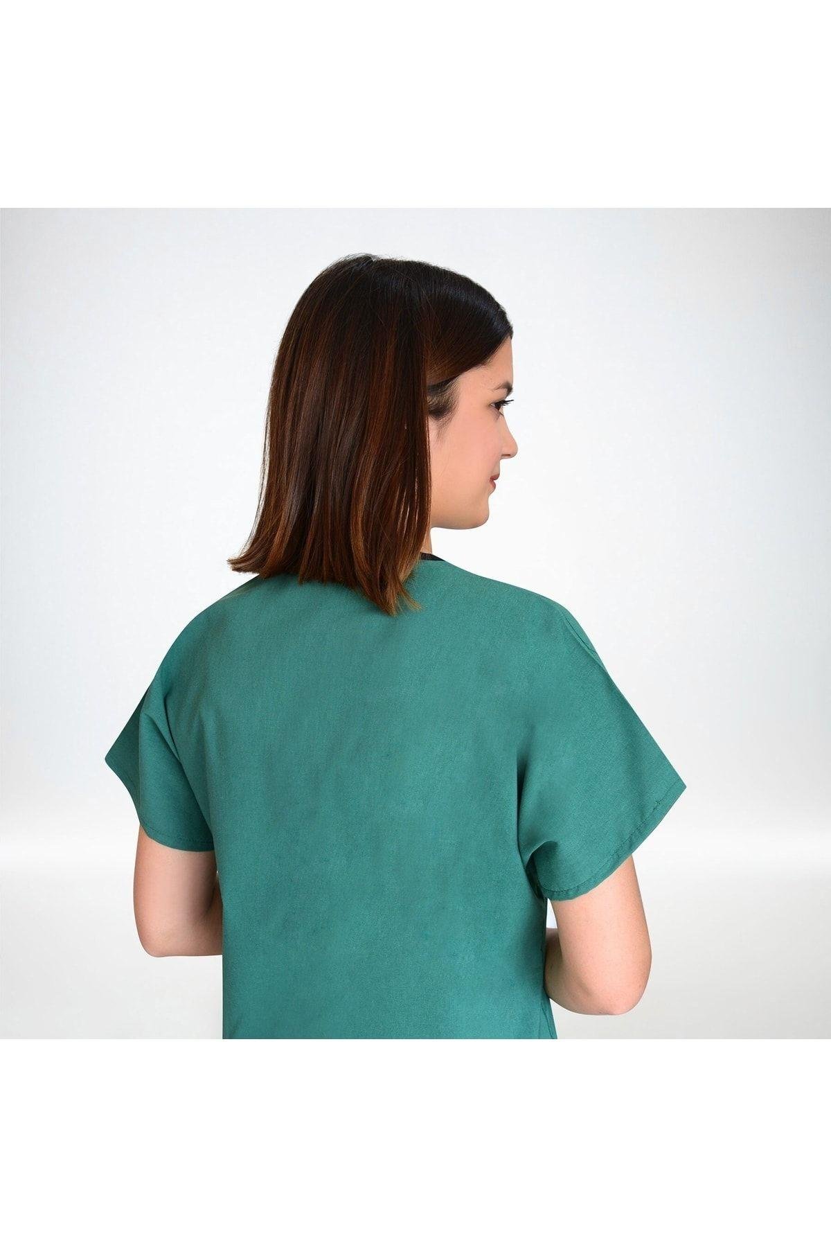 Ameliyat Yeşili Soft Likra Hemşire Hastane Doktor Cerrahi Takım Üniforma-Nur Medikal Giyim