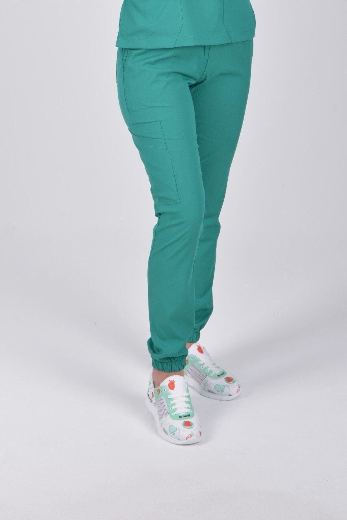 Ameliyathane Yeşili Likralı Jogger Alt Üst Takım-Nur Medikal Giyim