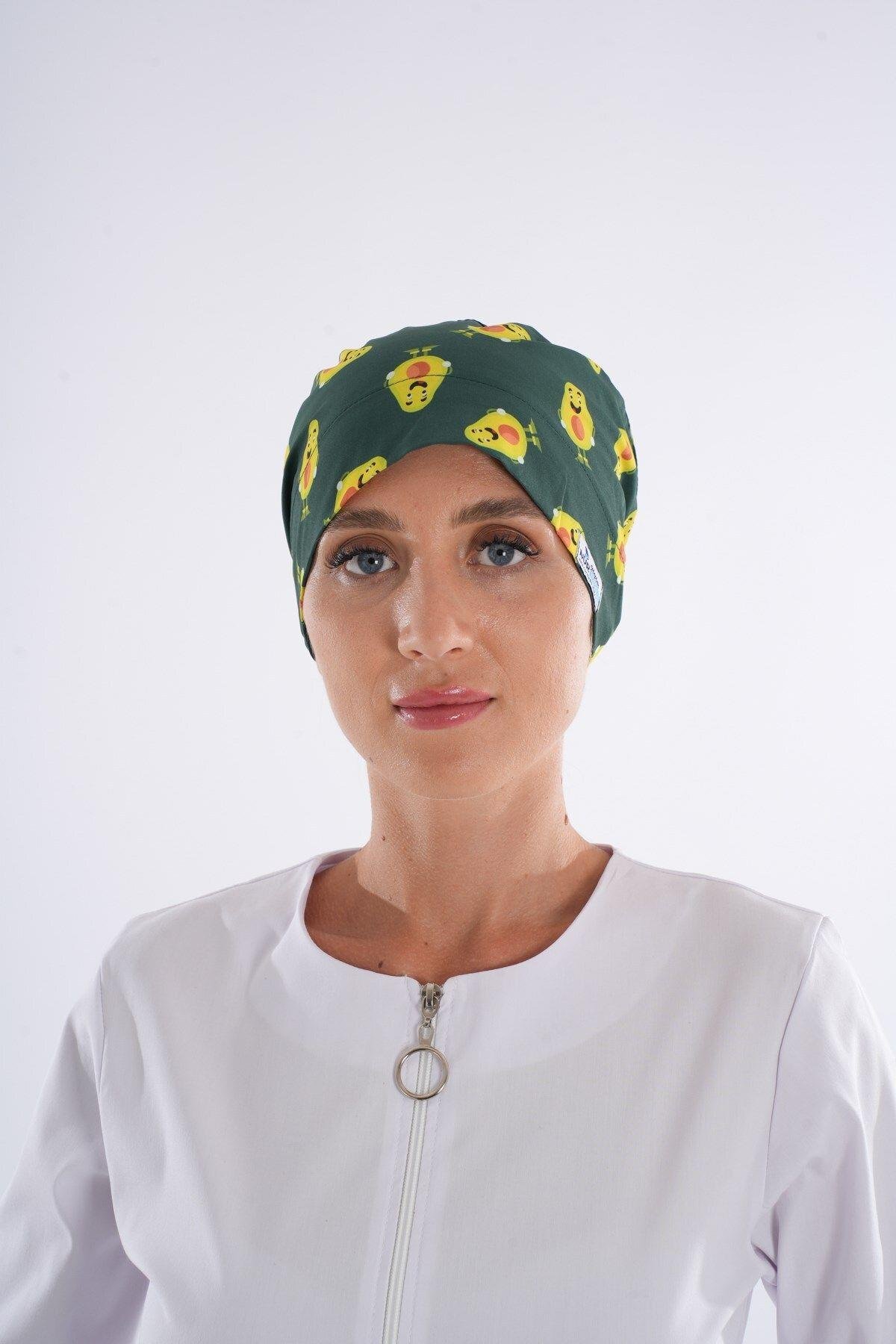 Avokado Tesettür Desenli Tesettür Doktor Hemşire Hastane Aşçı Cerrahi Bone-Nur Medikal Giyim