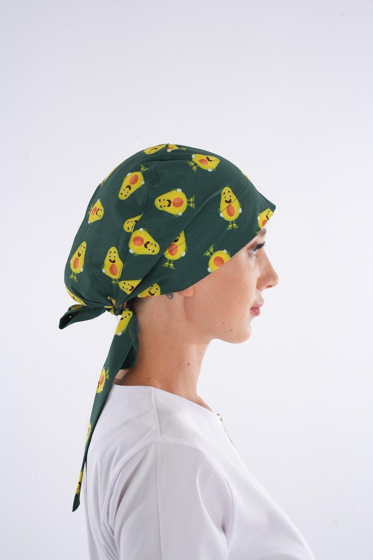 Avokado Tesettür Desenli Tesettür Doktor Hemşire Hastane Aşçı Cerrahi Bone-Nur Medikal Giyim