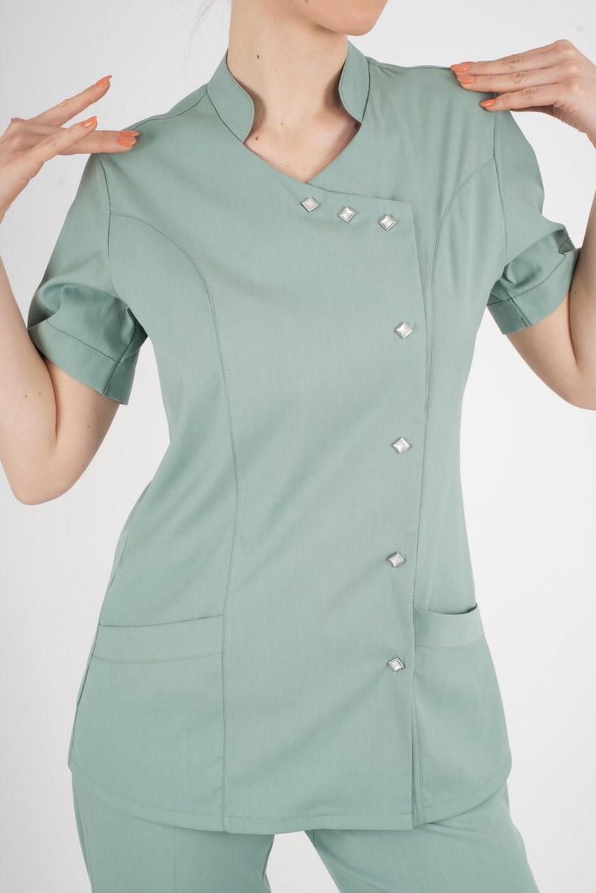 Aylu Model Soft Likra Çağla Yeşili Doktor Hemşire Hastane Scrubs Üniforma Takımı-Nur Medikal Giyim