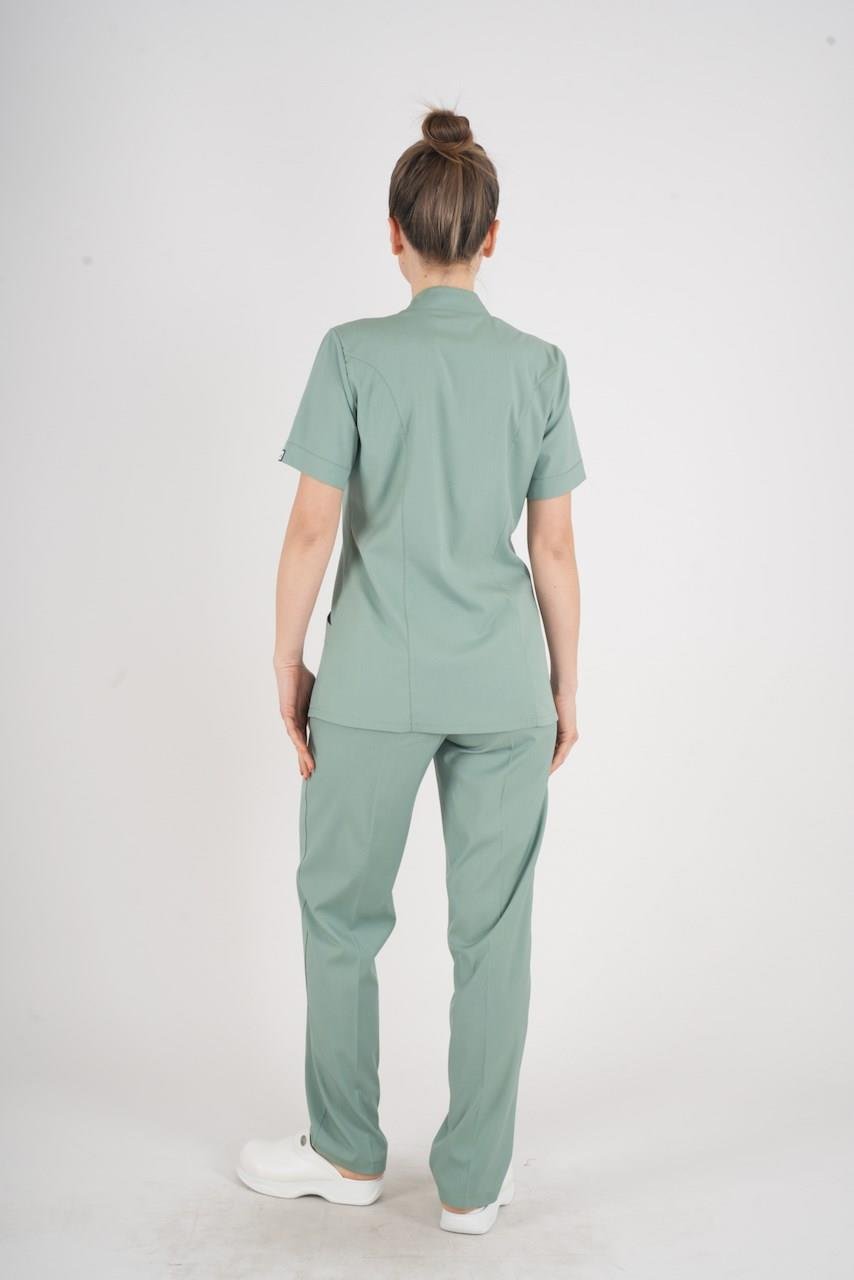 Aylu Model Soft Likra Çağla Yeşili Doktor Hemşire Hastane Scrubs Üniforma Takımı-Nur Medikal Giyim