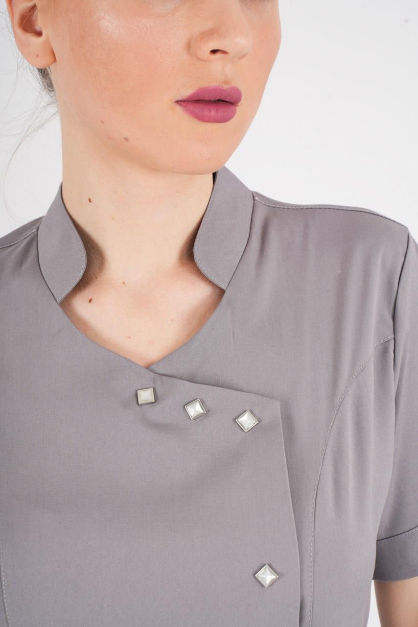 Aylu Model Soft Likra Gri Doktor Hemşire Hastane Scrubs Üniforma Takımı-Nur Medikal Giyim