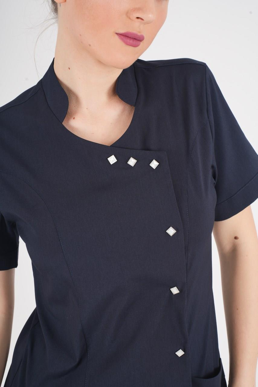 Aylu Model Soft Likra Lacivert Doktor Hemşire Hastane Scrubs Üniforma Takımı-Nur Medikal Giyim