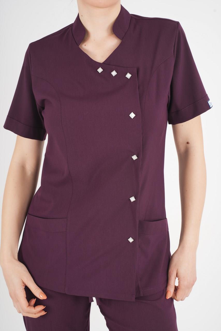 Aylu Model Soft Likra Mürdüm Doktor Hemşire Hastane Scrubs Üniforma Takımı-Nur Medikal Giyim