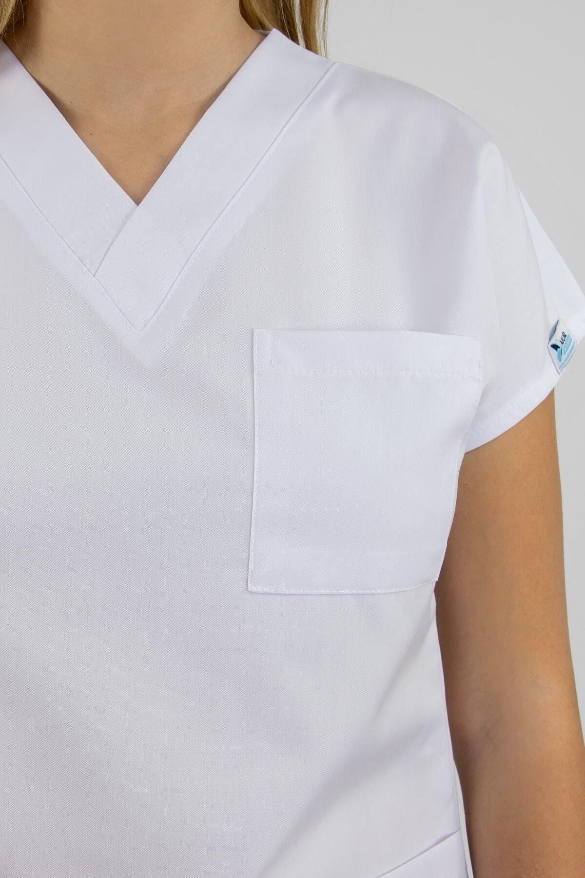 Beyaz Alpaka Alt Üst Takım-Nur Medikal Giyim