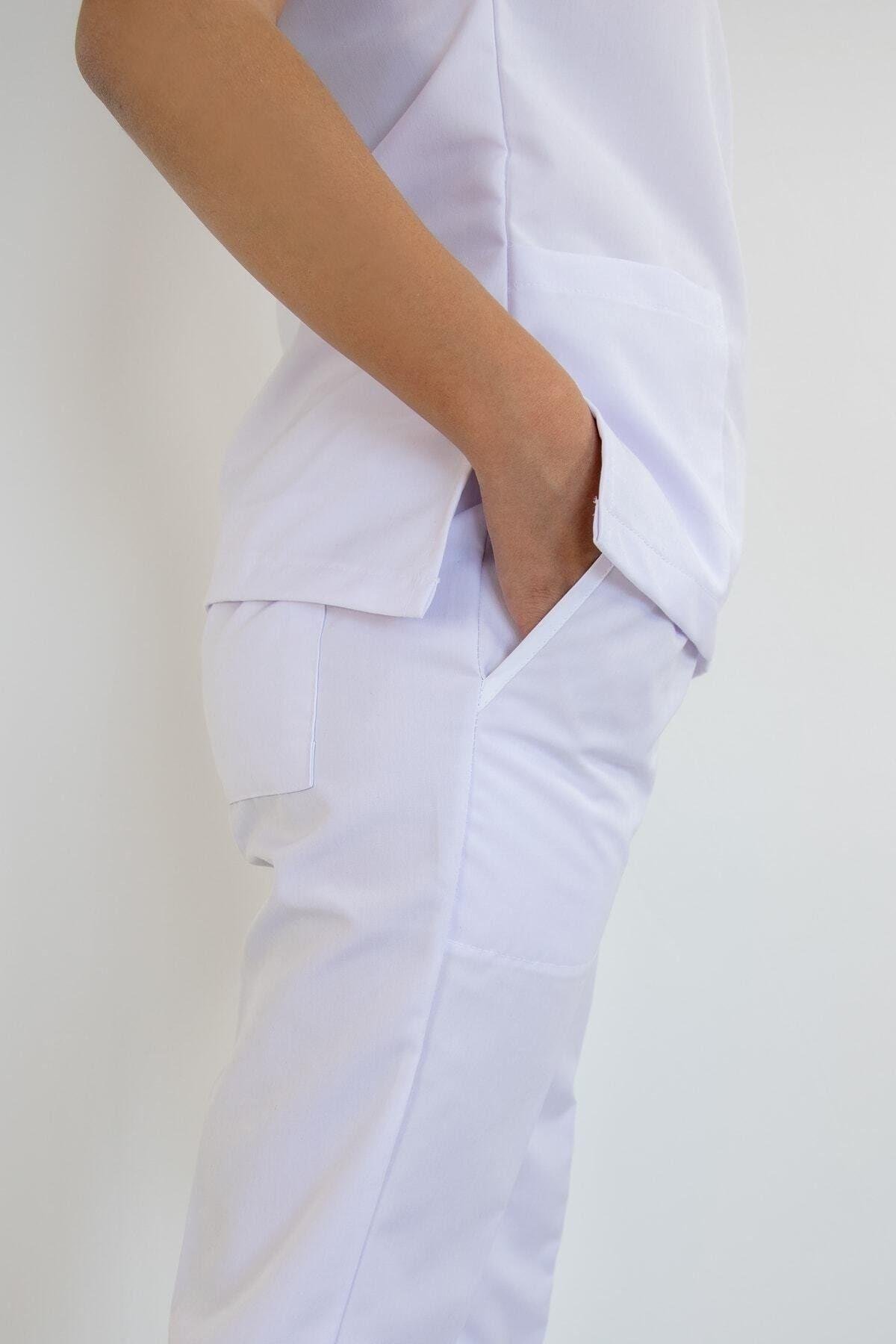 Beyaz Alpaka Alt Üst Takım-Nur Medikal Giyim