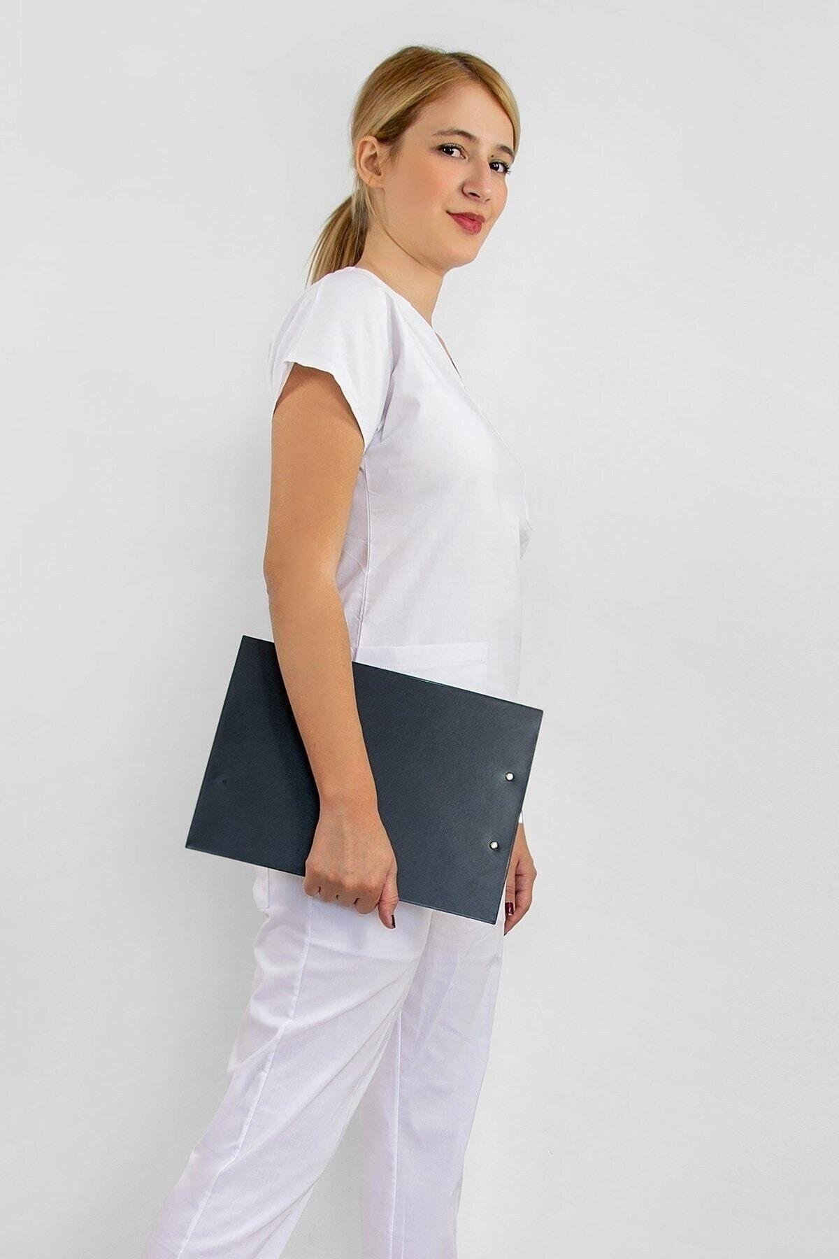 Beyaz Likralı Alt Üst Takım-Nur Medikal Giyim