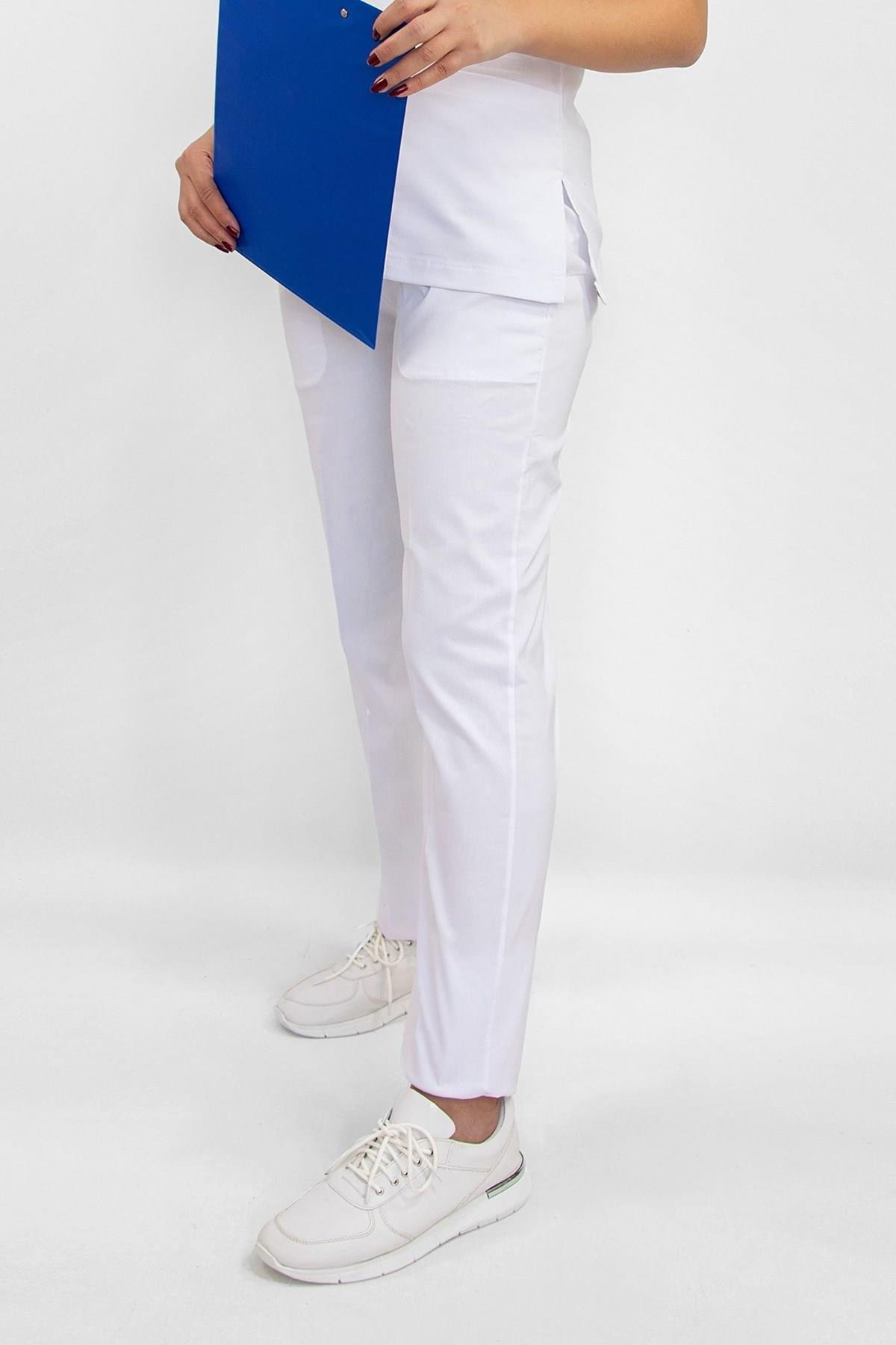 Beyaz Terikoton Pantolon-Nur Medikal Giyim