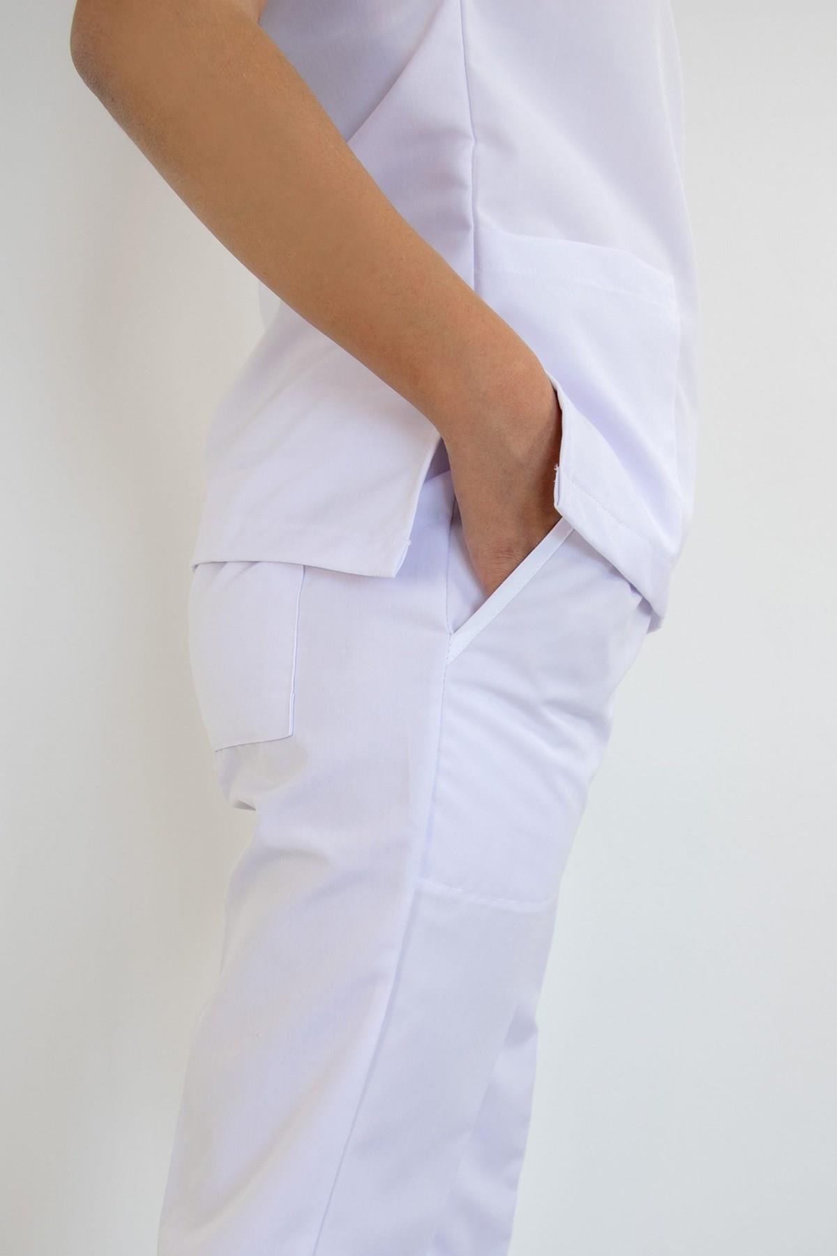 Beyaz Terikoton Pantolon-Nur Medikal Giyim