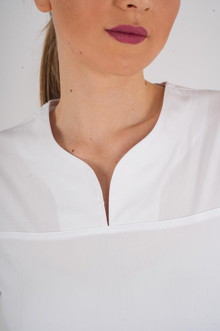 Business Model Soft Likra Beyaz  Doktor Hemşire Hastane Scrubs Üniforma Takımı-Nur Medikal Giyim