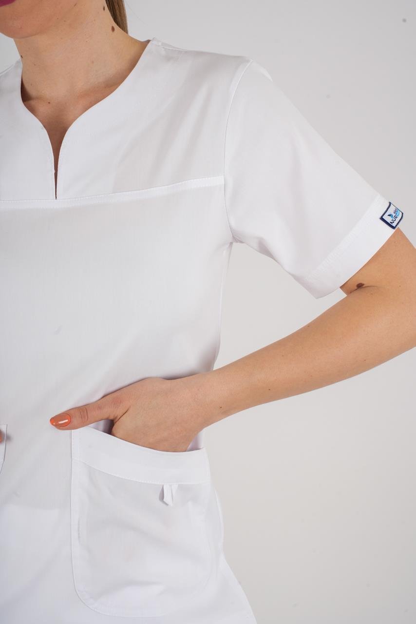 Business Model Soft Likra Beyaz  Doktor Hemşire Hastane Scrubs Üniforma Takımı-Nur Medikal Giyim