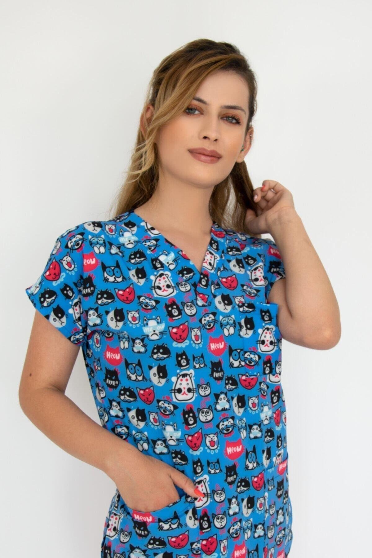 Cerrahi Doktor Hemşire Hastane Aşçı Likralı Forma Alt Üst Takım-Nur Medikal Giyim