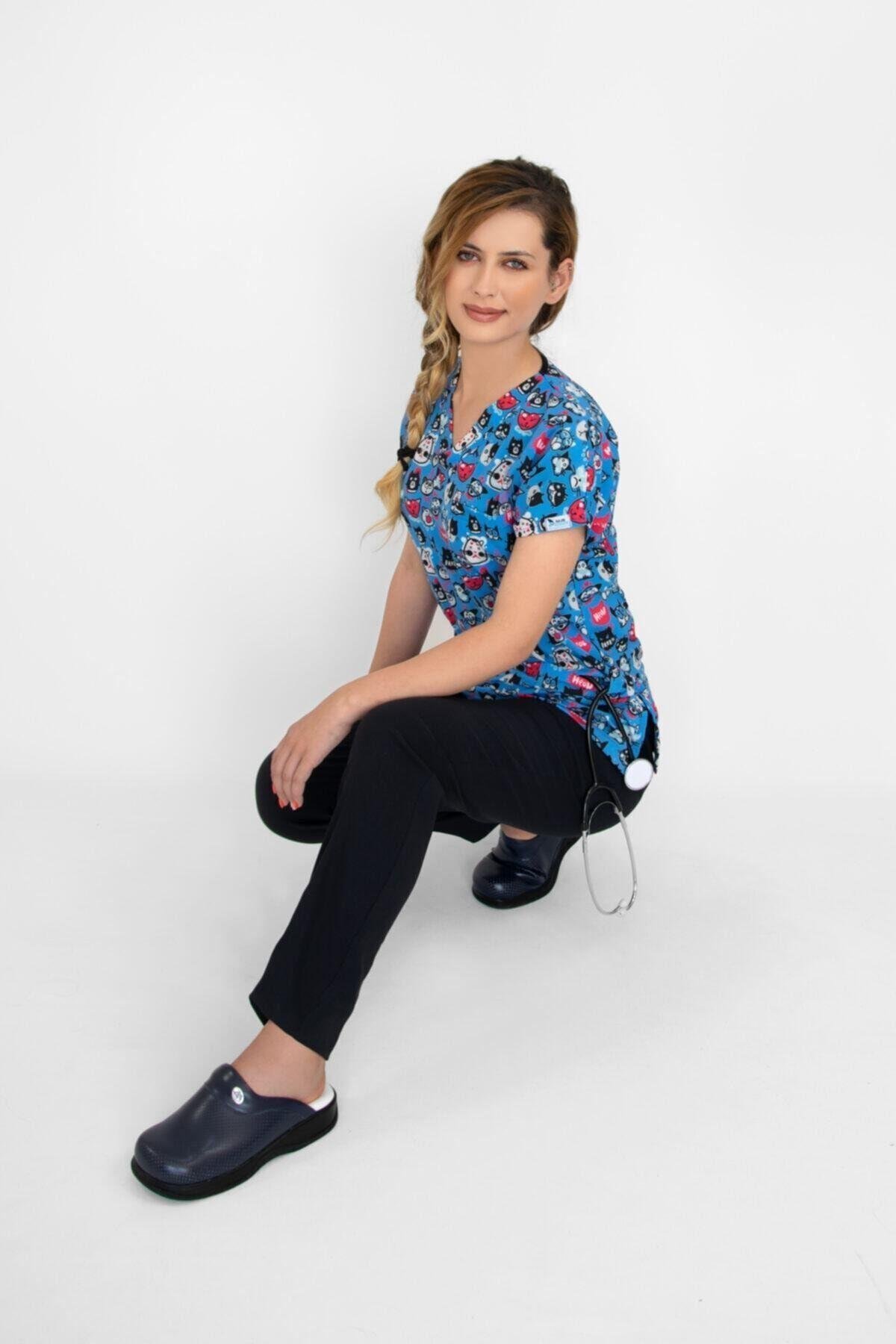 Cerrahi Doktor Hemşire Hastane Aşçı Likralı Forma Alt Üst Takım-Nur Medikal Giyim