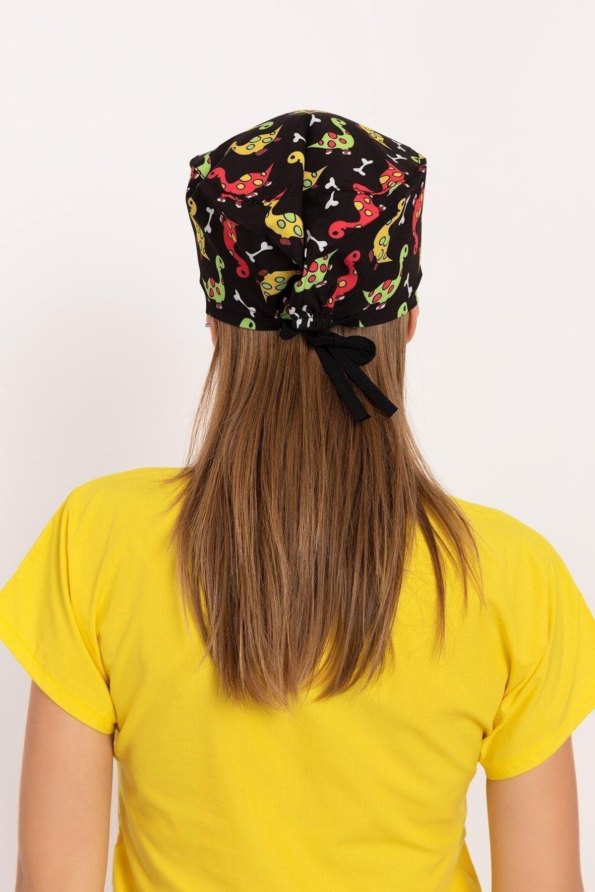 Dinazor Desenli Doktor Hemşire Cerrahi Hastane Aşçı Bonesi-Nur Ortopedi