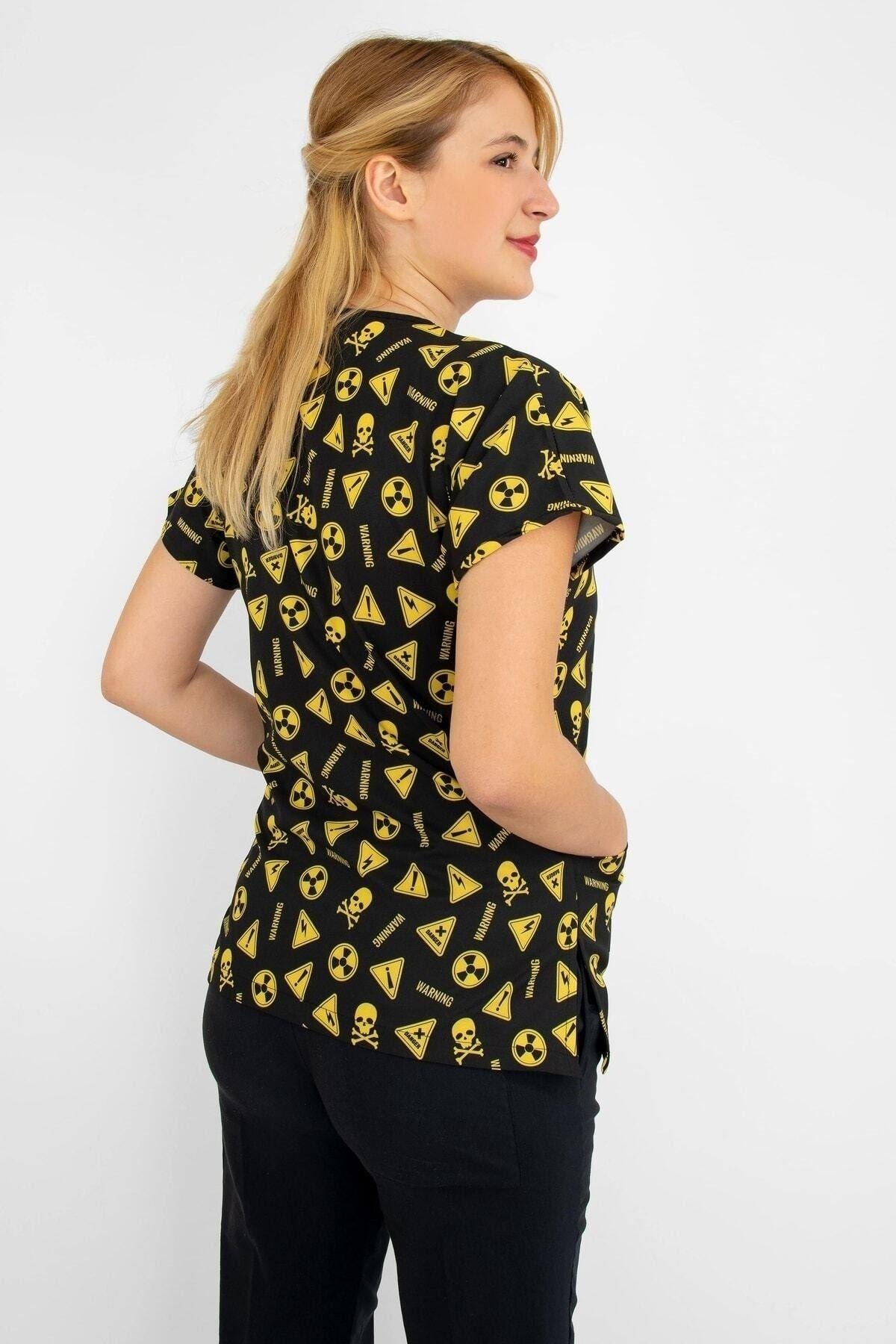 Doktor Cerrahi Hemşire Forması Radyoloji 1 Desenli Likralı Alt Üst Forma Takım Greys-Nur Medikal Giyim