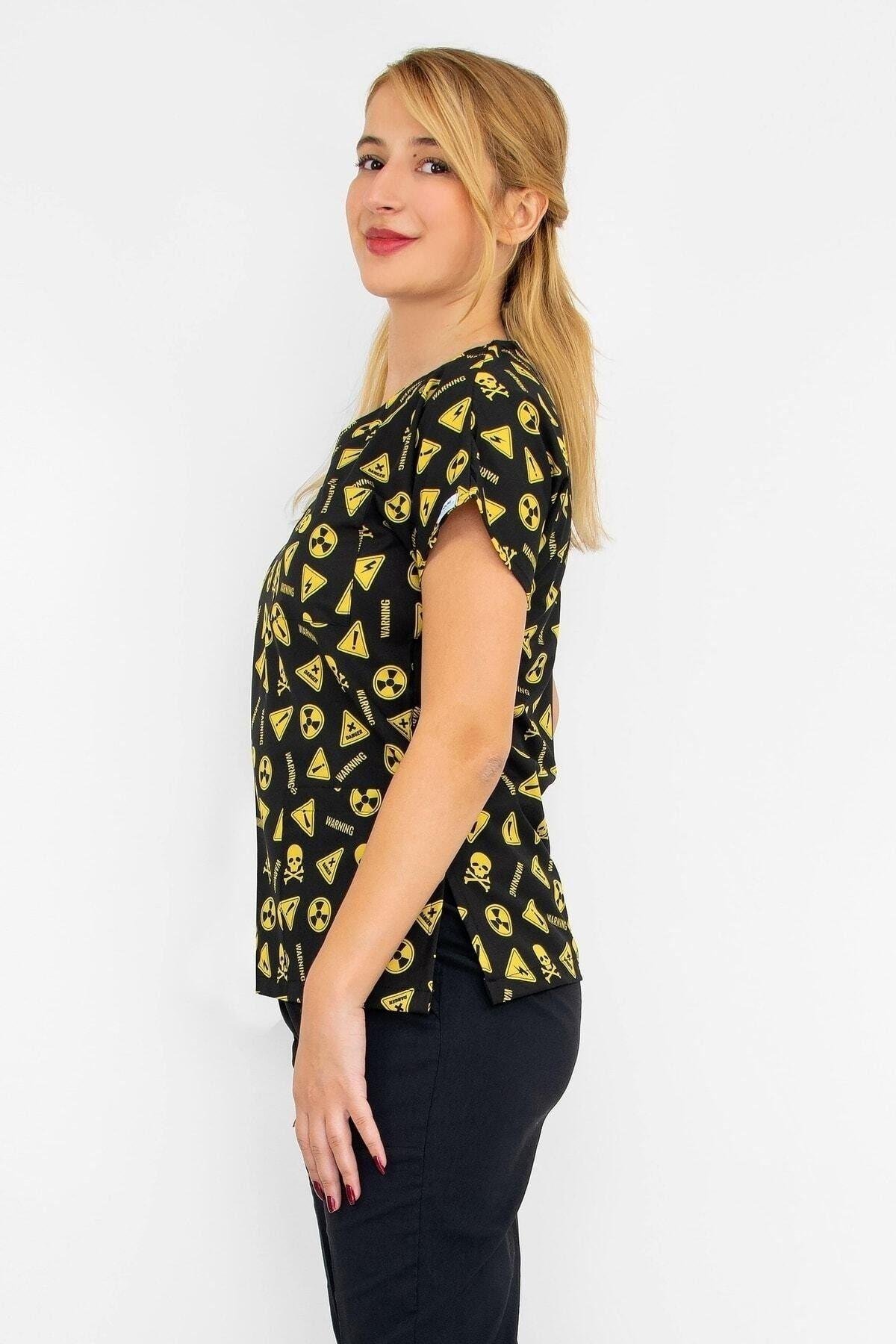 Doktor Cerrahi Hemşire Forması Radyoloji 1 Desenli Likralı Alt Üst Forma Takım Greys-Nur Medikal Giyim