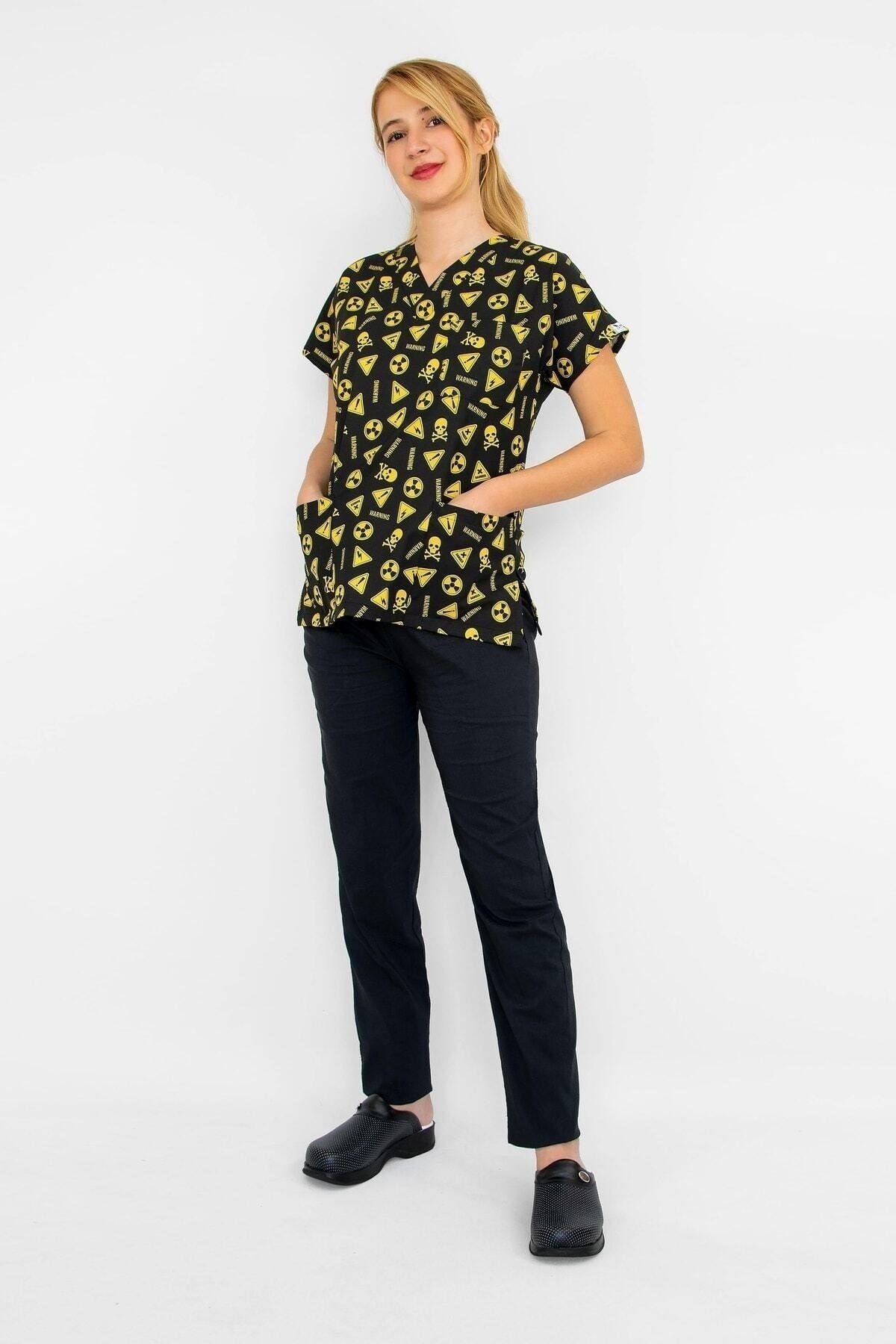 Doktor Cerrahi Hemşire Forması Radyoloji 1 Desenli Likralı Alt Üst Forma Takım Greys-Nur Medikal Giyim