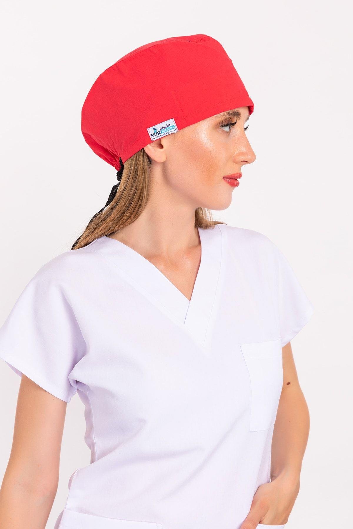 Doktor, Hemşire Bonesi Nar Çiçeği Cerrahi Bone-Nur Medikal Giyim