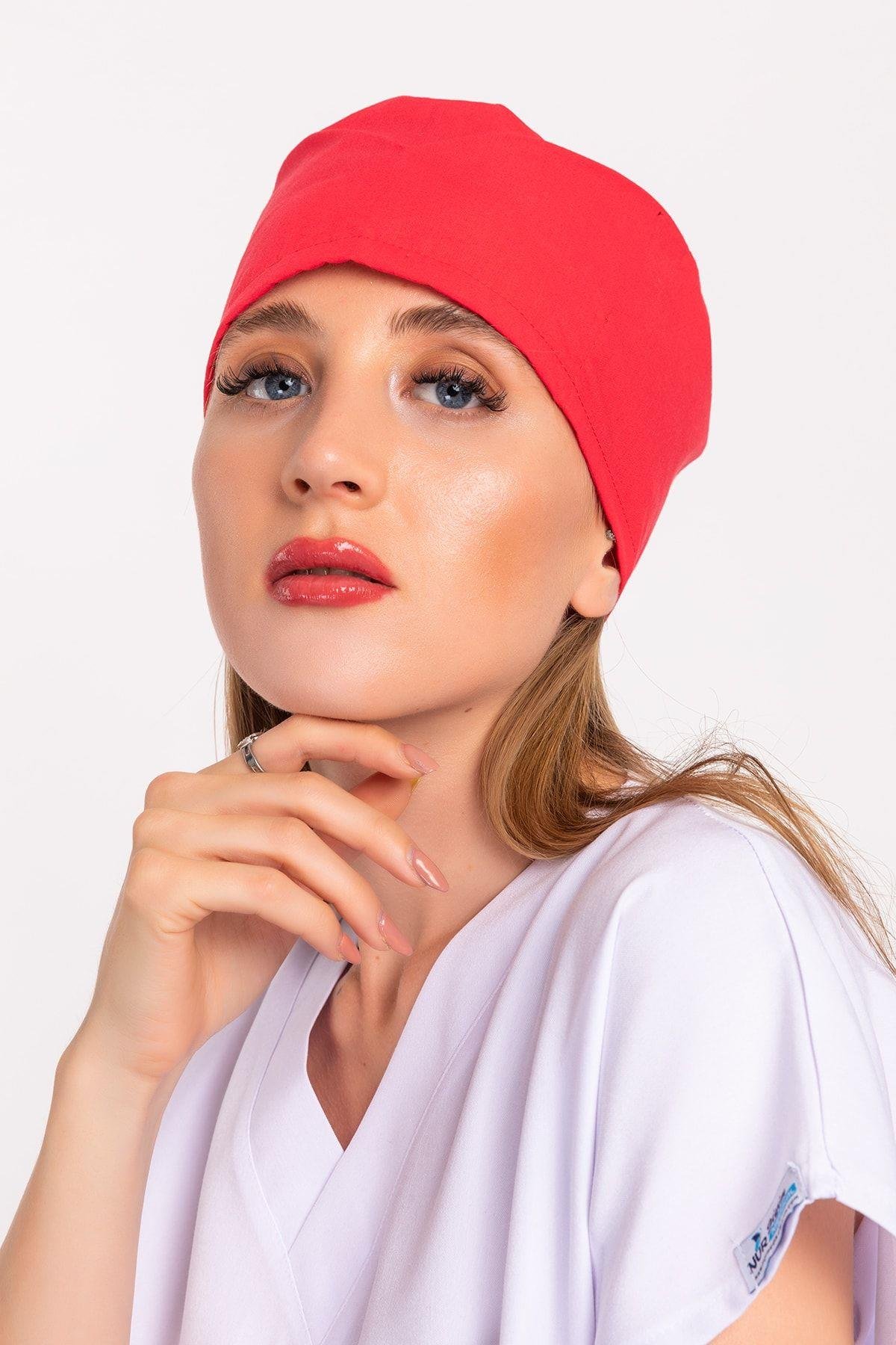 Doktor, Hemşire Bonesi Nar Çiçeği Cerrahi Bone-Nur Medikal Giyim