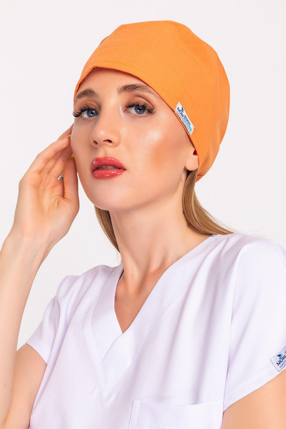 Doktor, Hemşire Bonesi Turuncu Cerrahi Bone-Nur Medikal Giyim