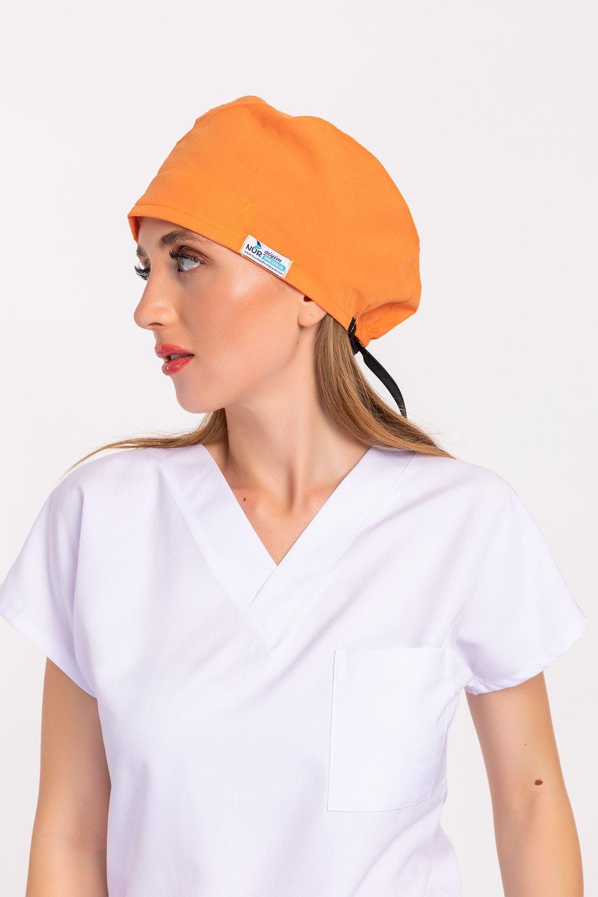 Doktor, Hemşire Bonesi Turuncu Cerrahi Bone-Nur Medikal Giyim